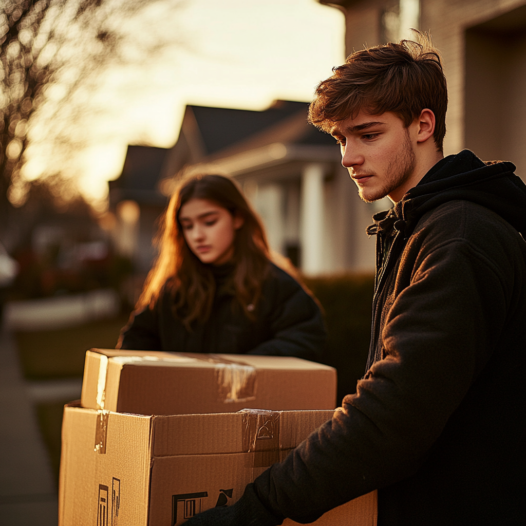 A man helping his sister move in | Source: Midjourney