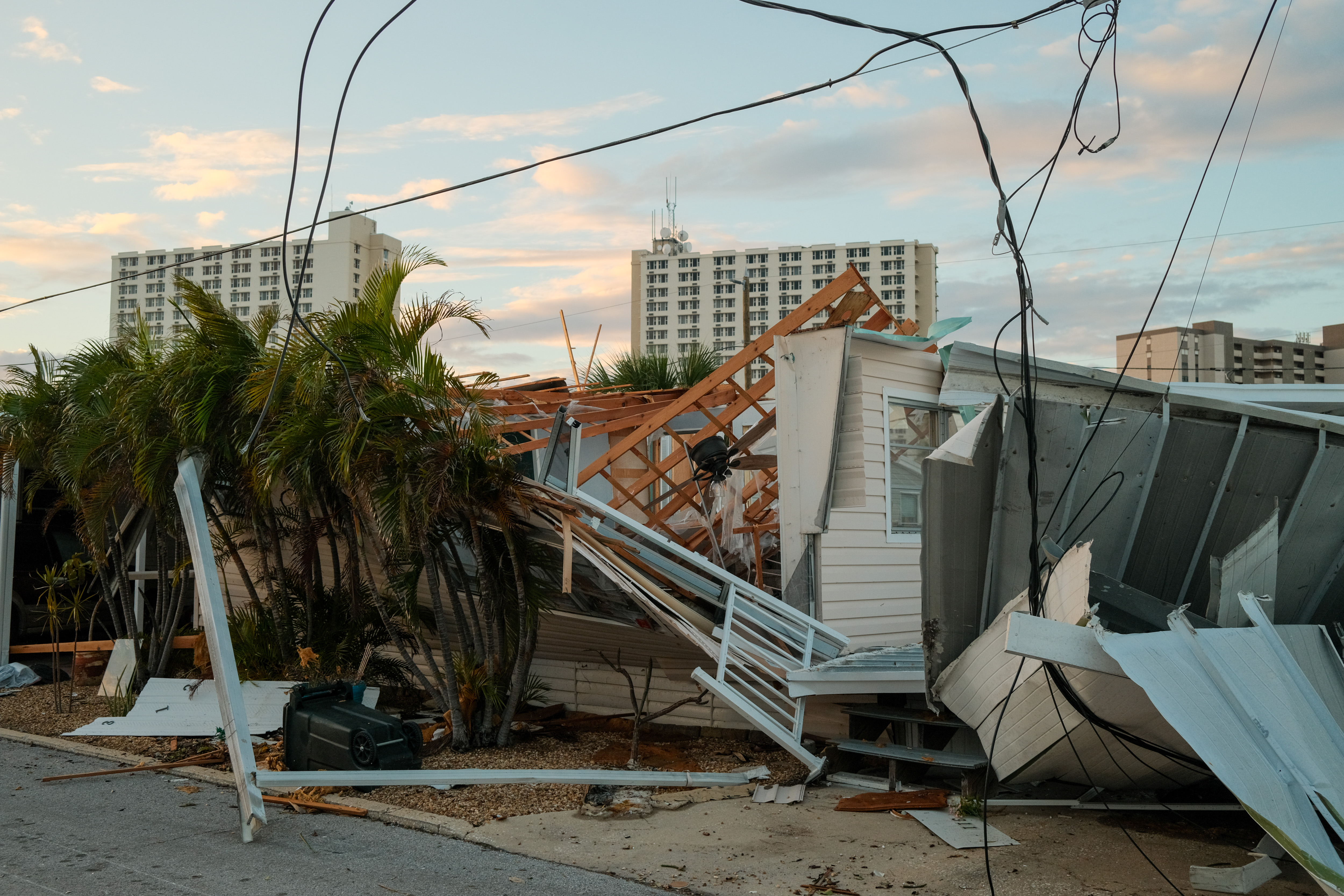 A damaged mobile home park after Hurricane Milton as seen on October 10, 2024 | Source: Getty Images