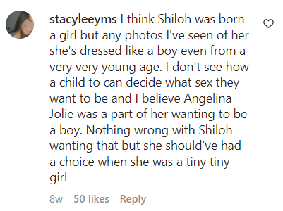 A comment left on a picture of Shiloh and Zahara Jolie-Pitt | Source: instagram.com/hollywoodstarkids/