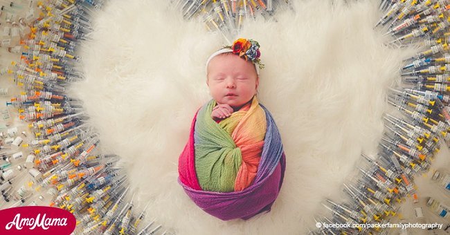 Photo of baby surrounded by hundreds of needles has become a viral sensation