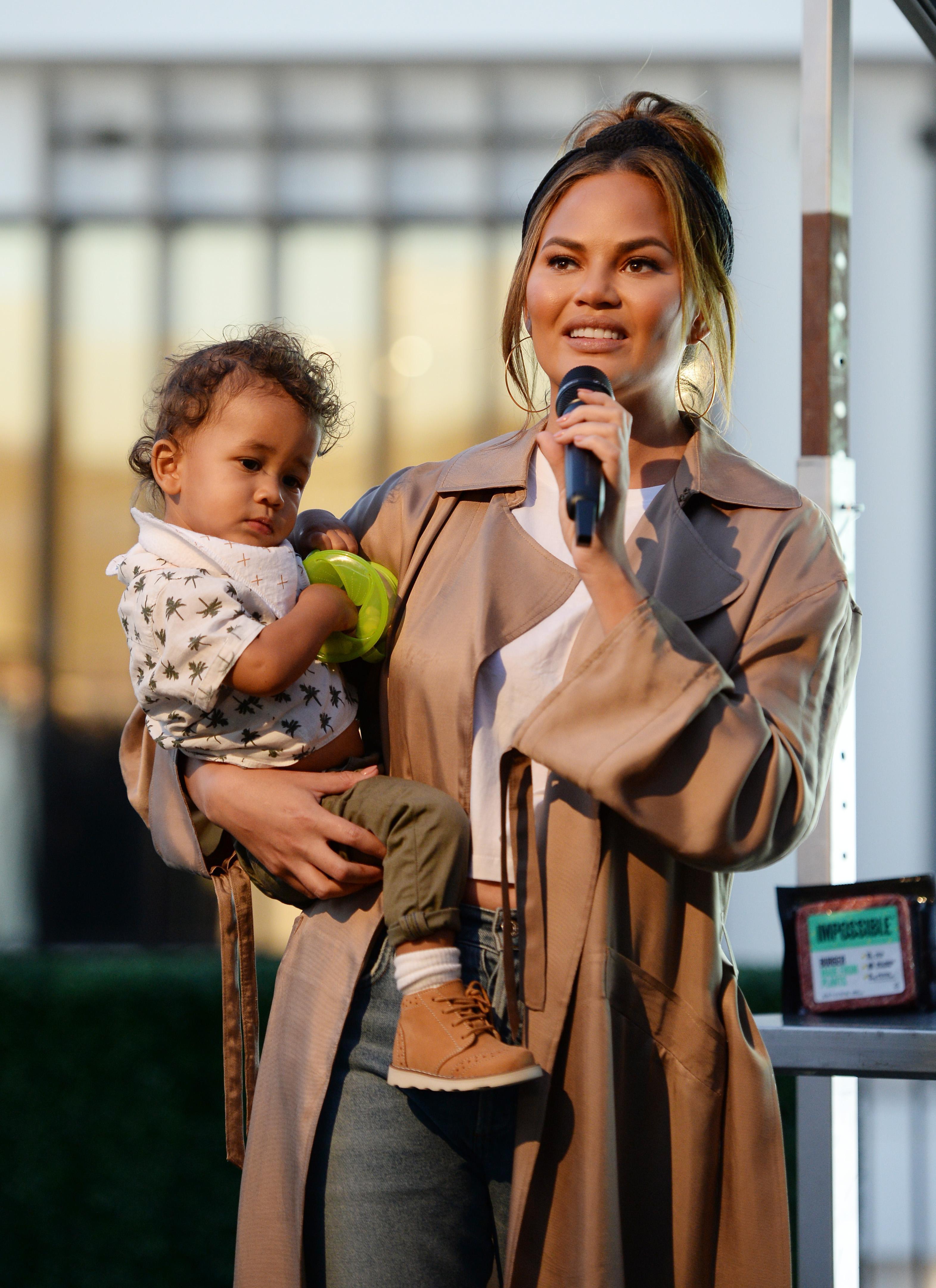 Chrissy Teigen and her son, Miles Legend, attend the Impossible Foods Grocery launch at Gelson's Westfield Century City in Los Angeles on September 19, 2019 | Source: Getty Images