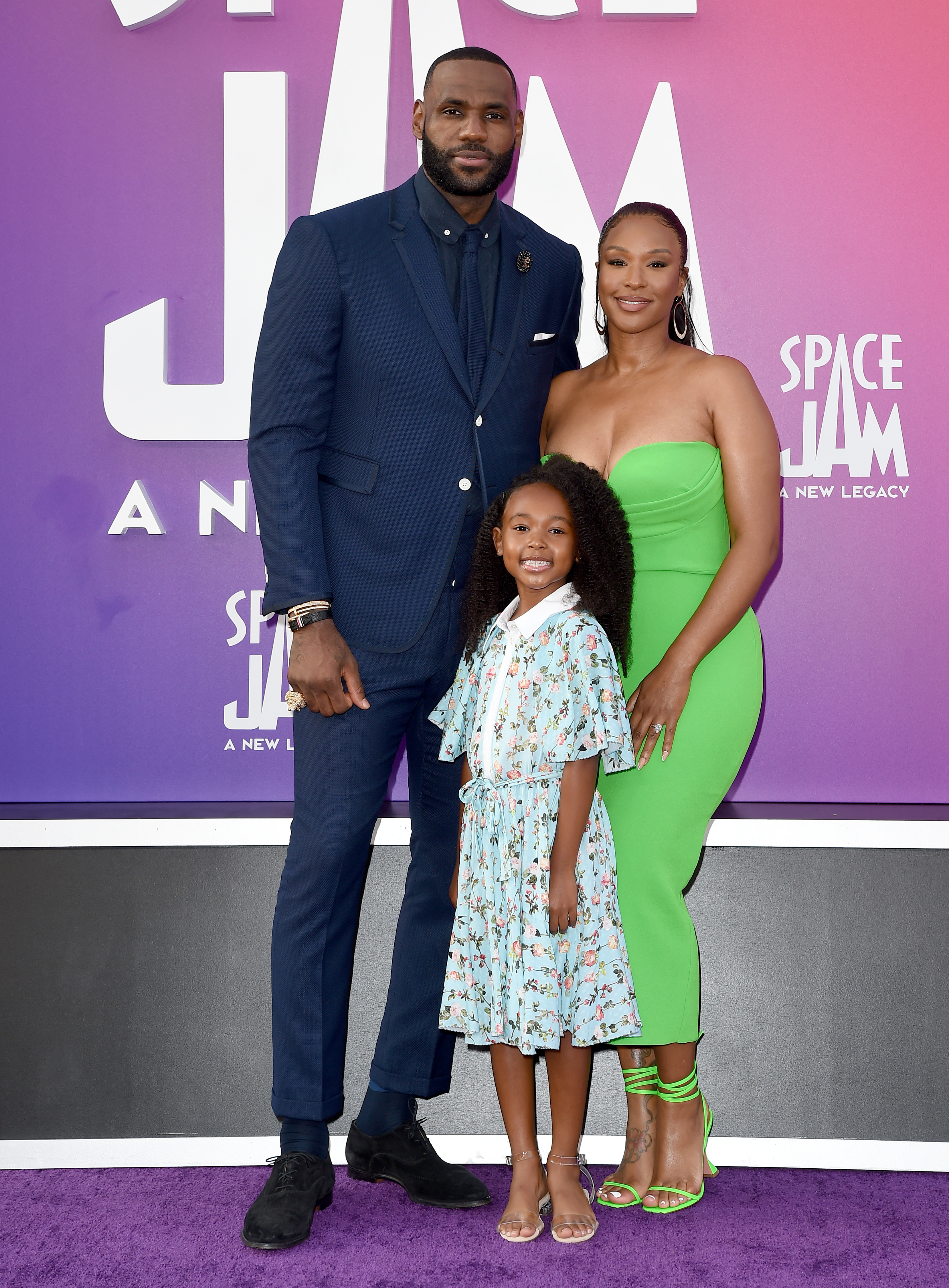 LeBron James, wife Savannah, and daughter Zhuri James attend the Premiere of Warner Bros "Space Jam: A New Legacy" at Regal LA Live on July 12, 2021, in Los Angeles, California | Source: Getty Images