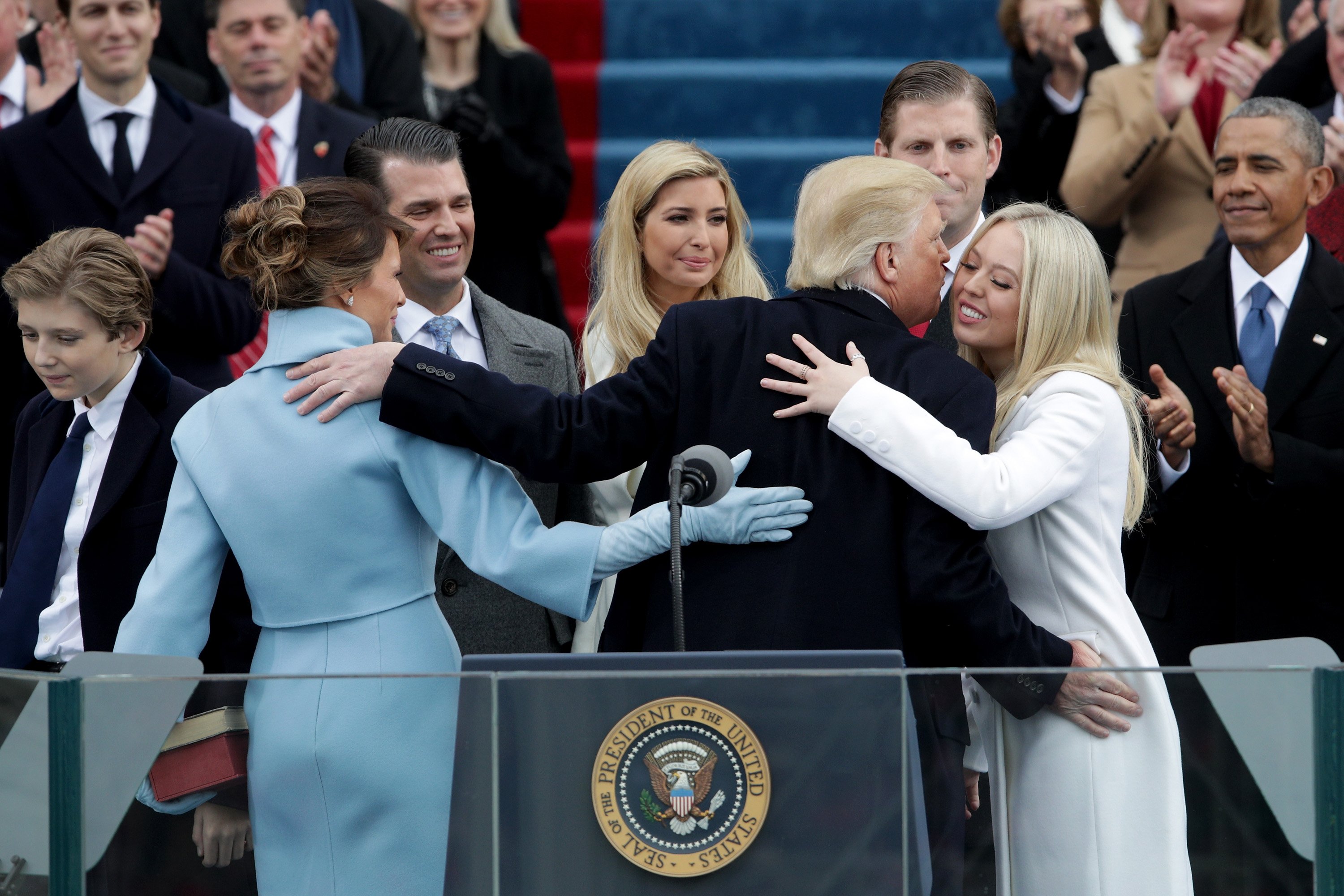 President Donald Trump kisses his daughter Tiffany Trump after his inauguration on the West Front of the U.S. Capitol on January 20, 2017 | Photo: GettyImages