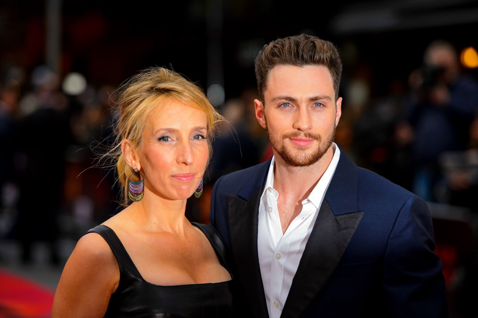 Sam and Aaron Taylor-Johnson at the European premiere of "Godzilla" in 2014 in London, England. | Source: Getty Images