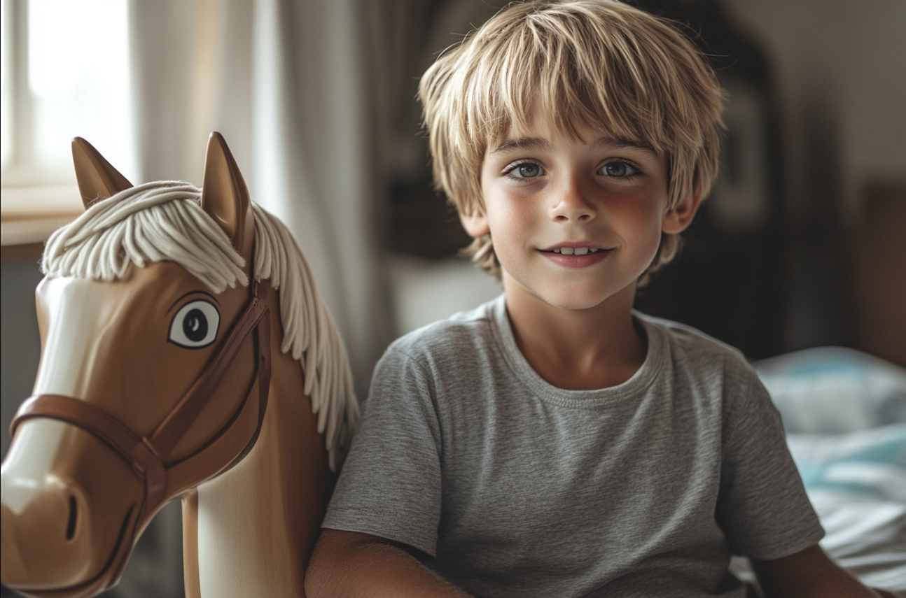 A boy with a rocking horse | Source: Midjourney