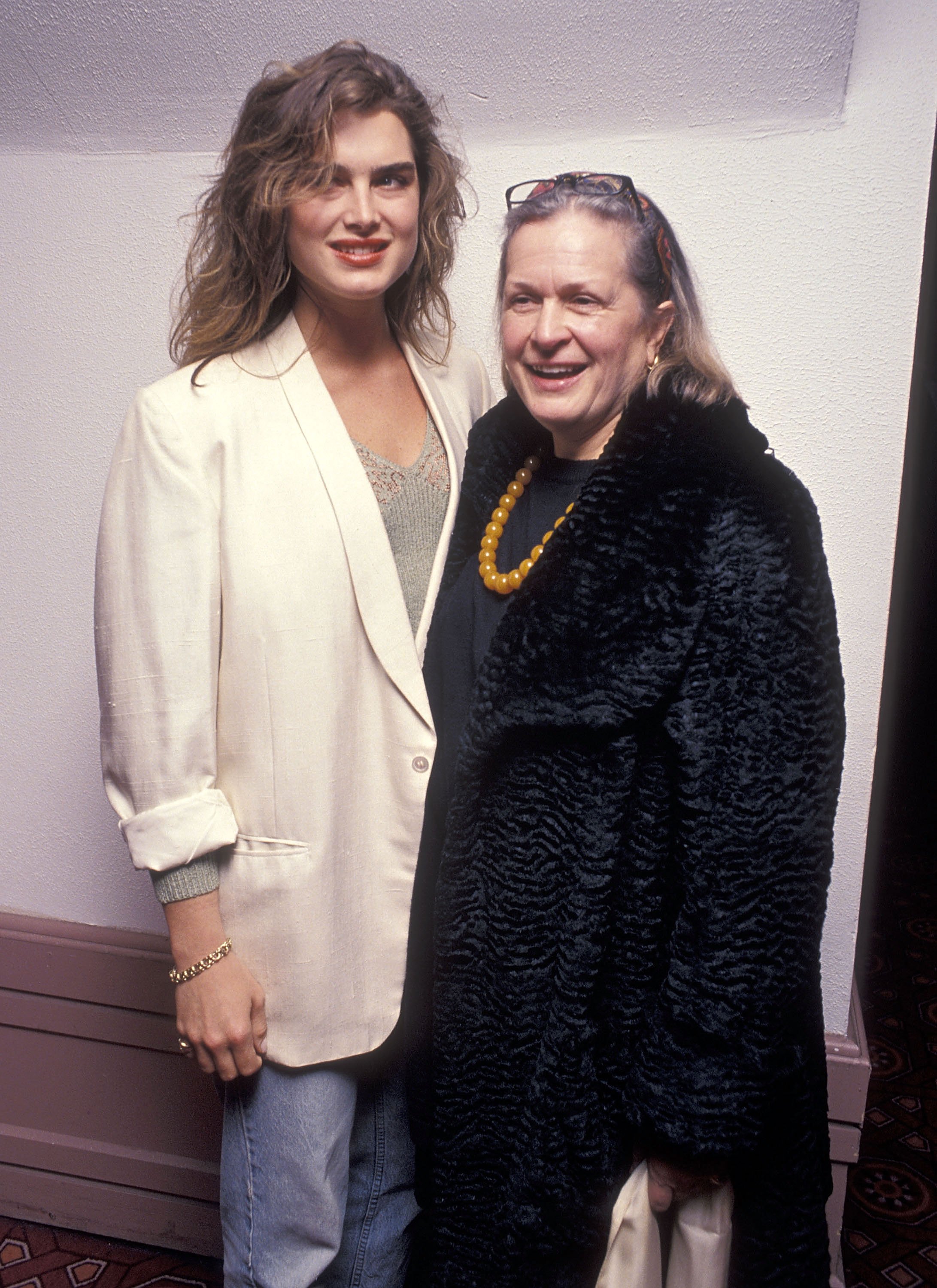 Brooke Shields and her mother Teri Shields attend "A Rage in Harlem" premiere on April 29, 1991, in New York City. | Source: Getty Images