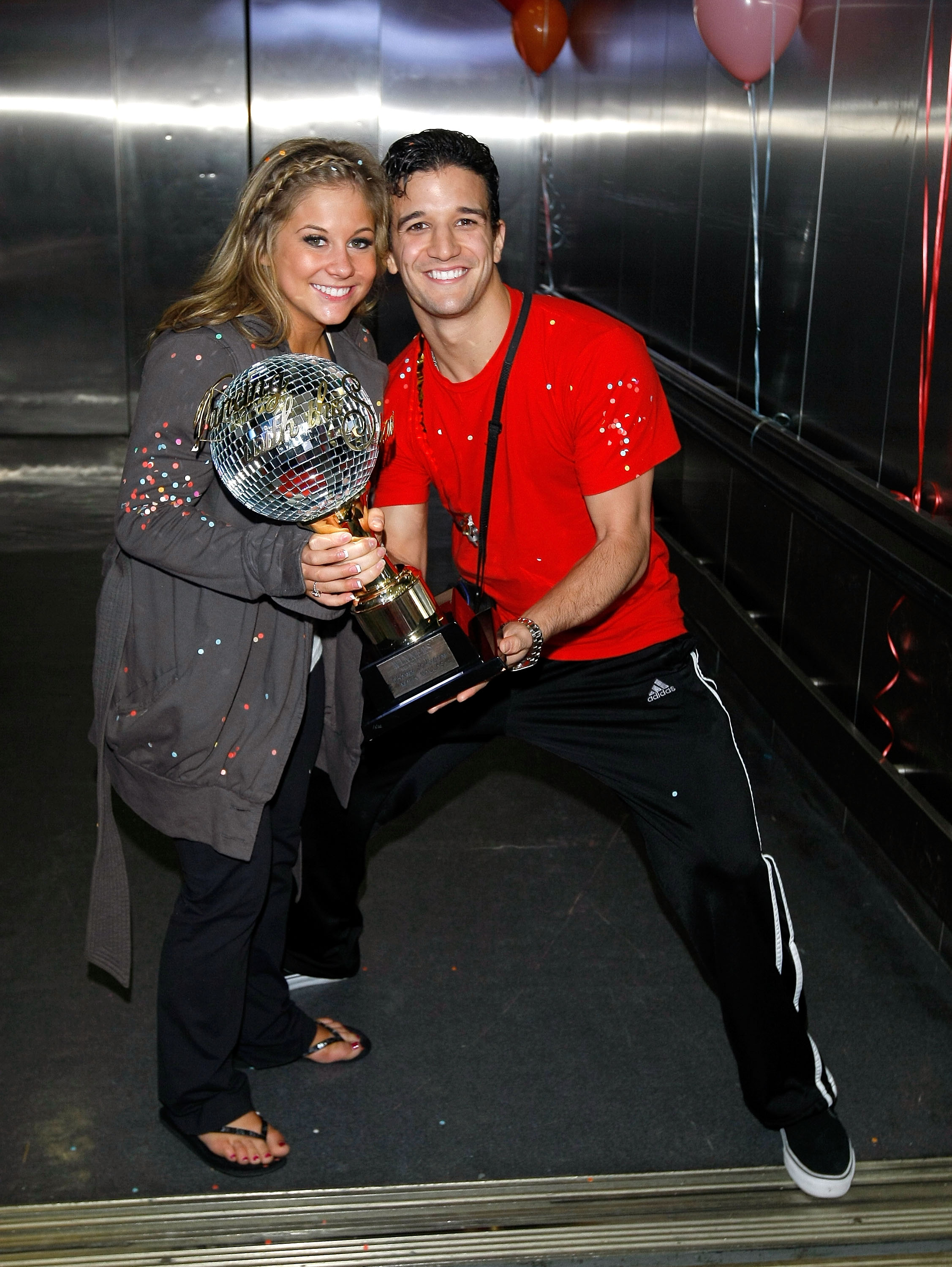 Shawn Johnson and Mark Ballas at ABC Studios on May 20, 2009, in New York City. | Source: Getty Images