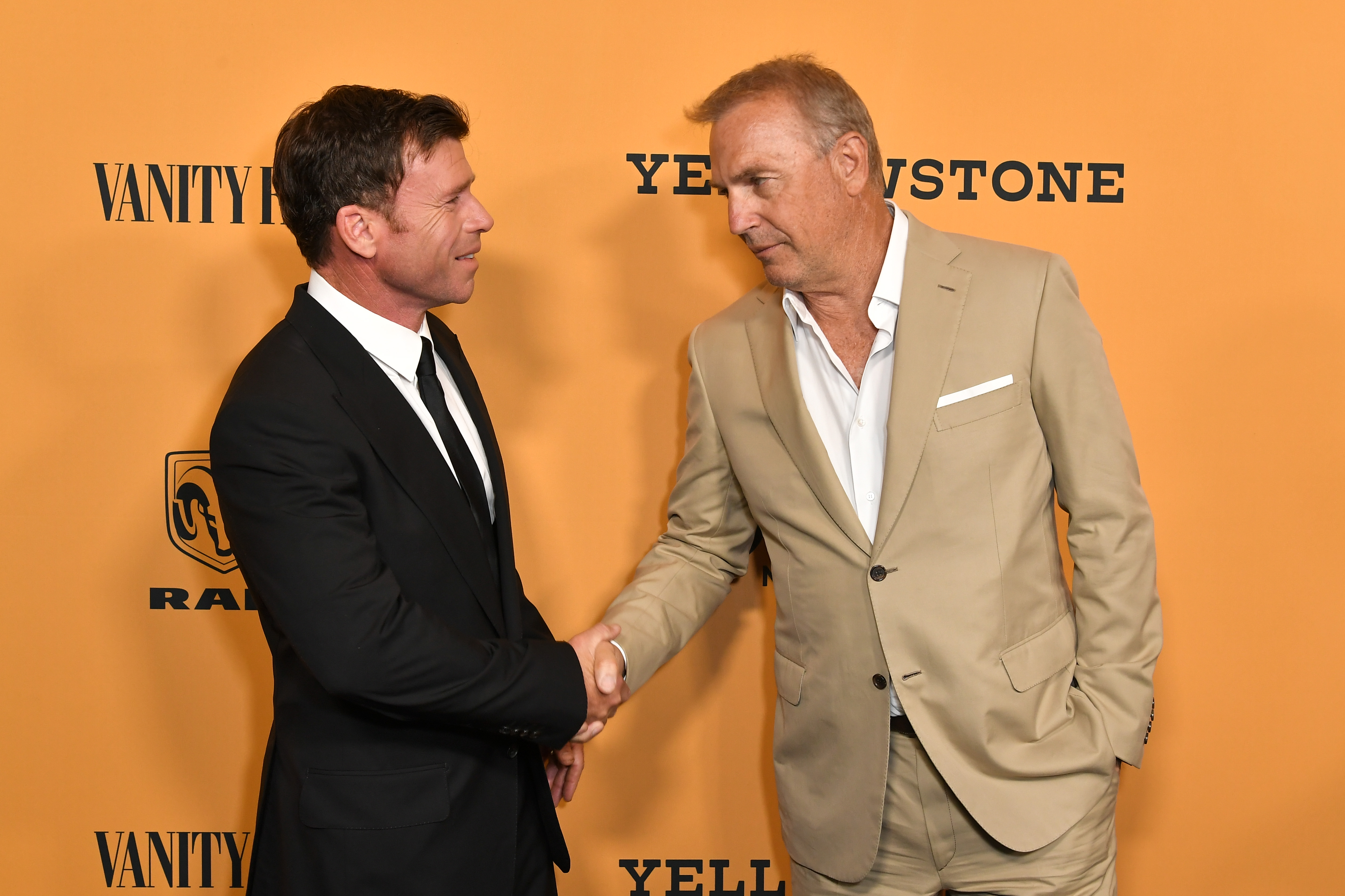 Taylor Sheridan and Kevin Costner. | Source: Getty Images