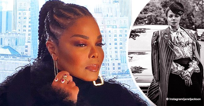 Janet Jackson Looks Elegant in Hat with Fishnet Veil Covering Her Face ...