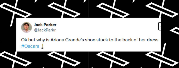 A fan comment on Ariana Grande's Oscars appearance, from a post dated March 3, 2025 | Source: X/JackParkr