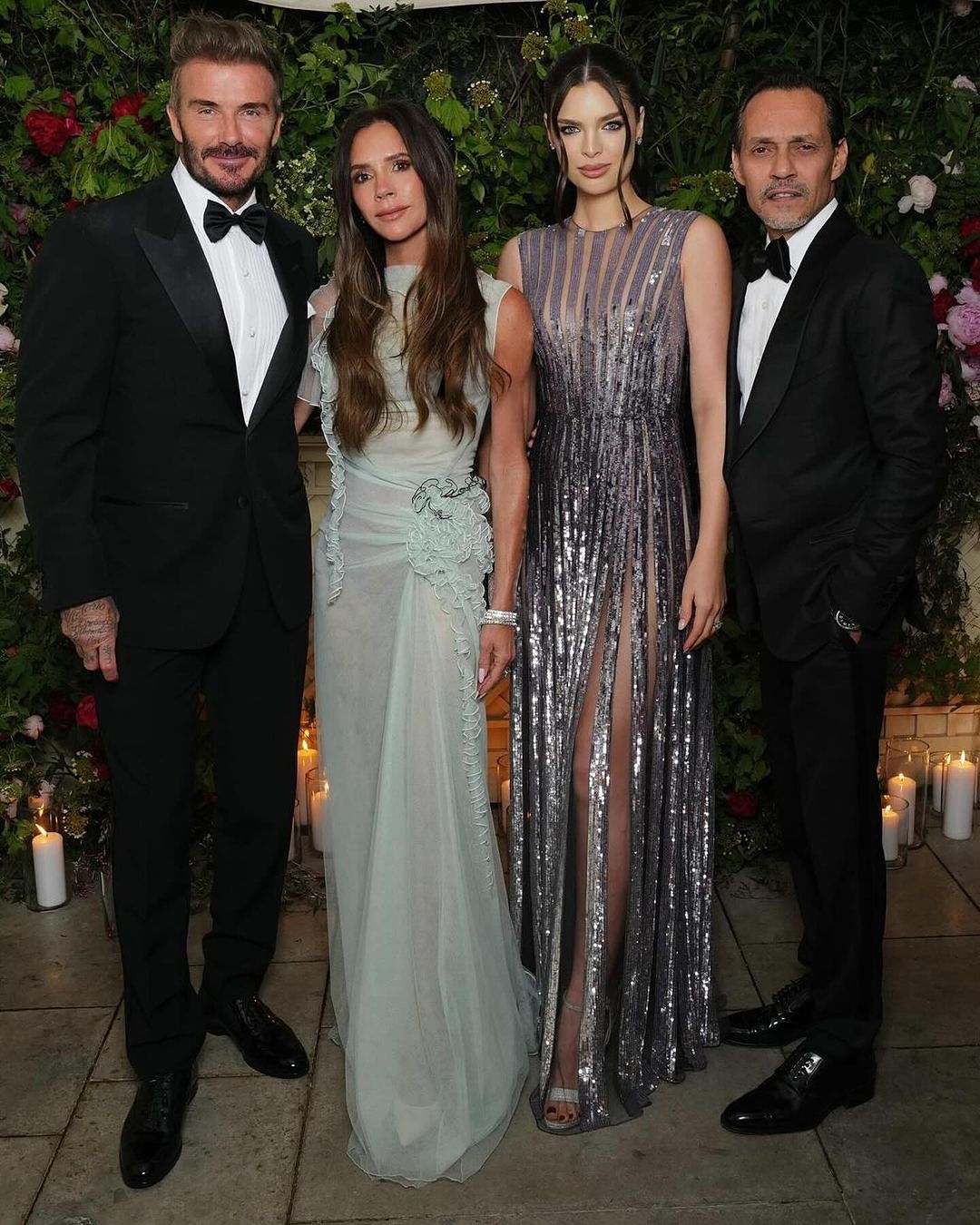 David Beckham, Victoria Beckham, Nadia Ferreira, and Marc Anthony at Victoria's birthday Party in London, England, from a Instagram post dated April 22, 2024. | Source: Instagram/davidbeckham/