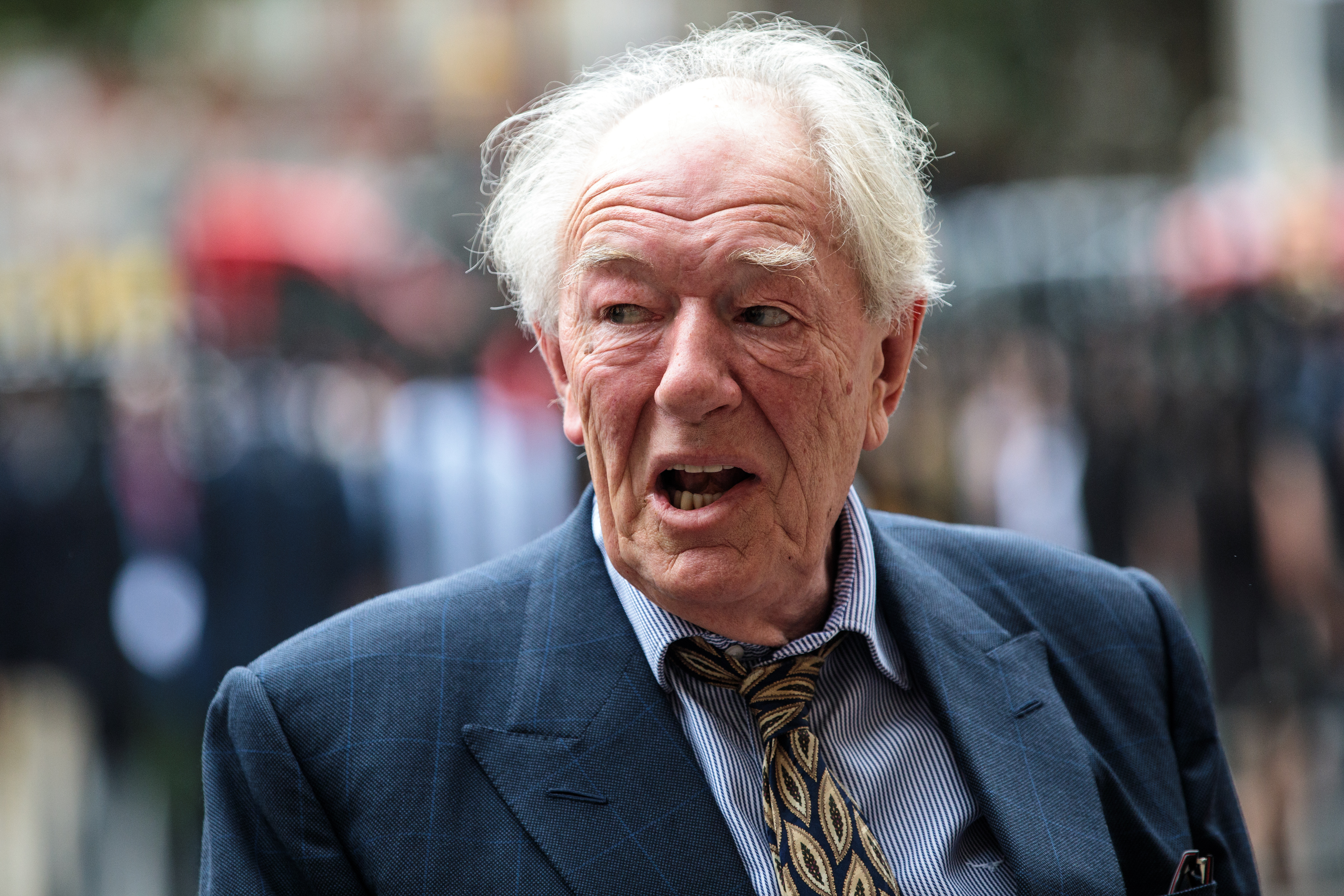 Michael Gambon seen arriving at Westminster Abbey for a memorial service honoring theatre great Peter Hall on September 11, 2018, in London, England | Source: Getty Images