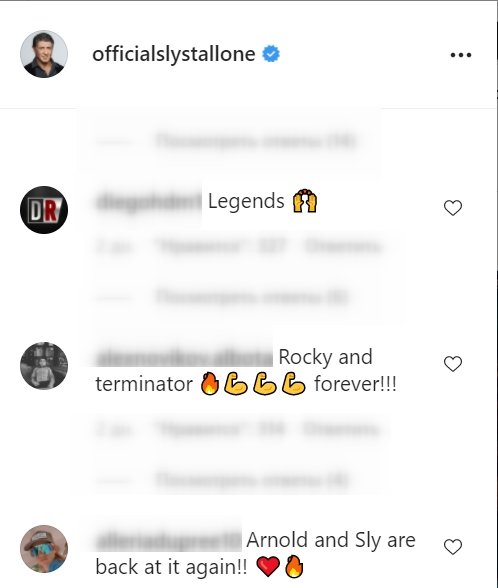A screenshot of fan's comments on Sylvester Stallone's Instagram post | Photo: Instagram/officialslystallone