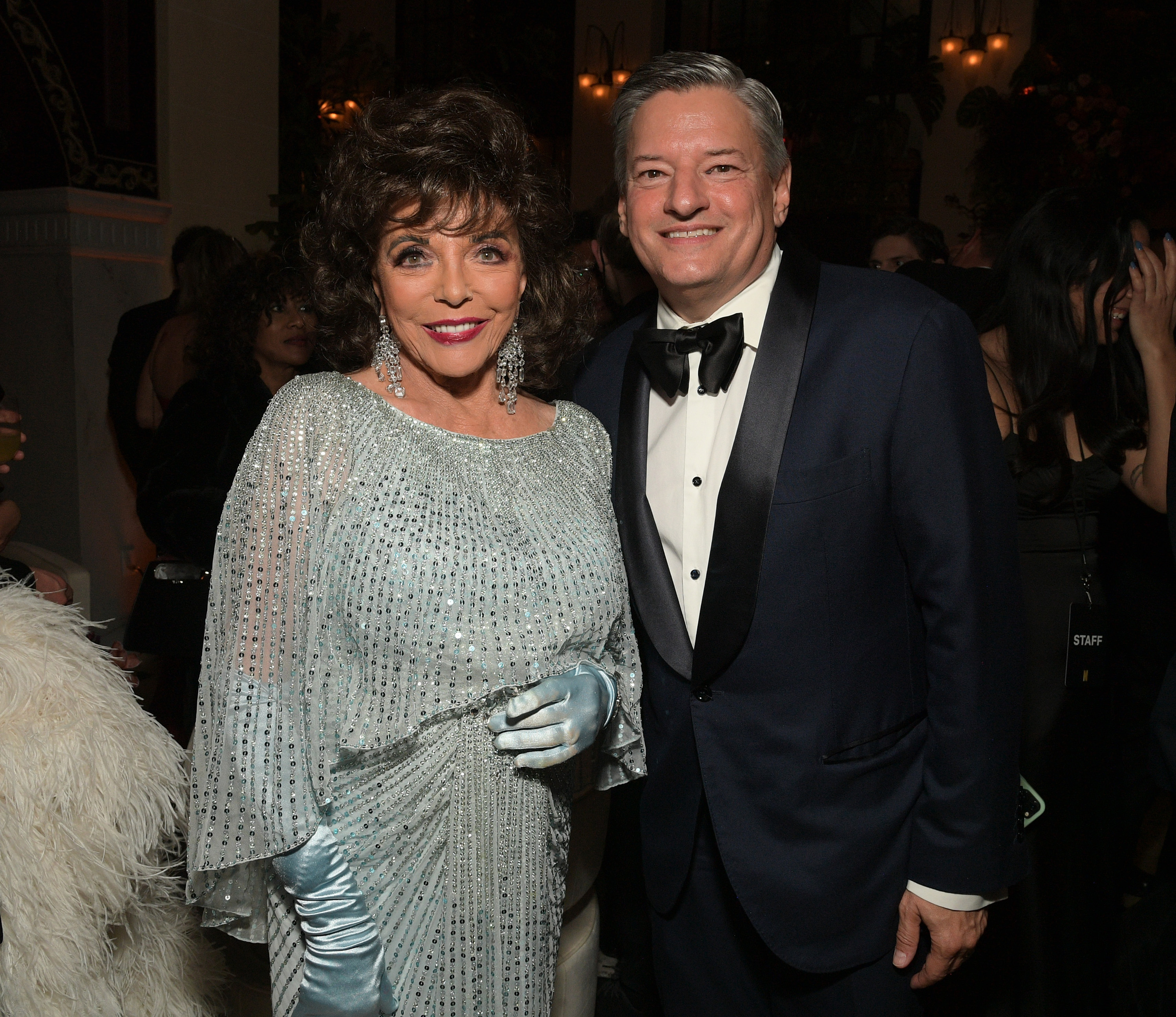 Joan Collins and Ted Sarandos at the Netflix Primetime Emmys After Party in Los Angeles, California on January 15, 2024 | Source: Getty Images