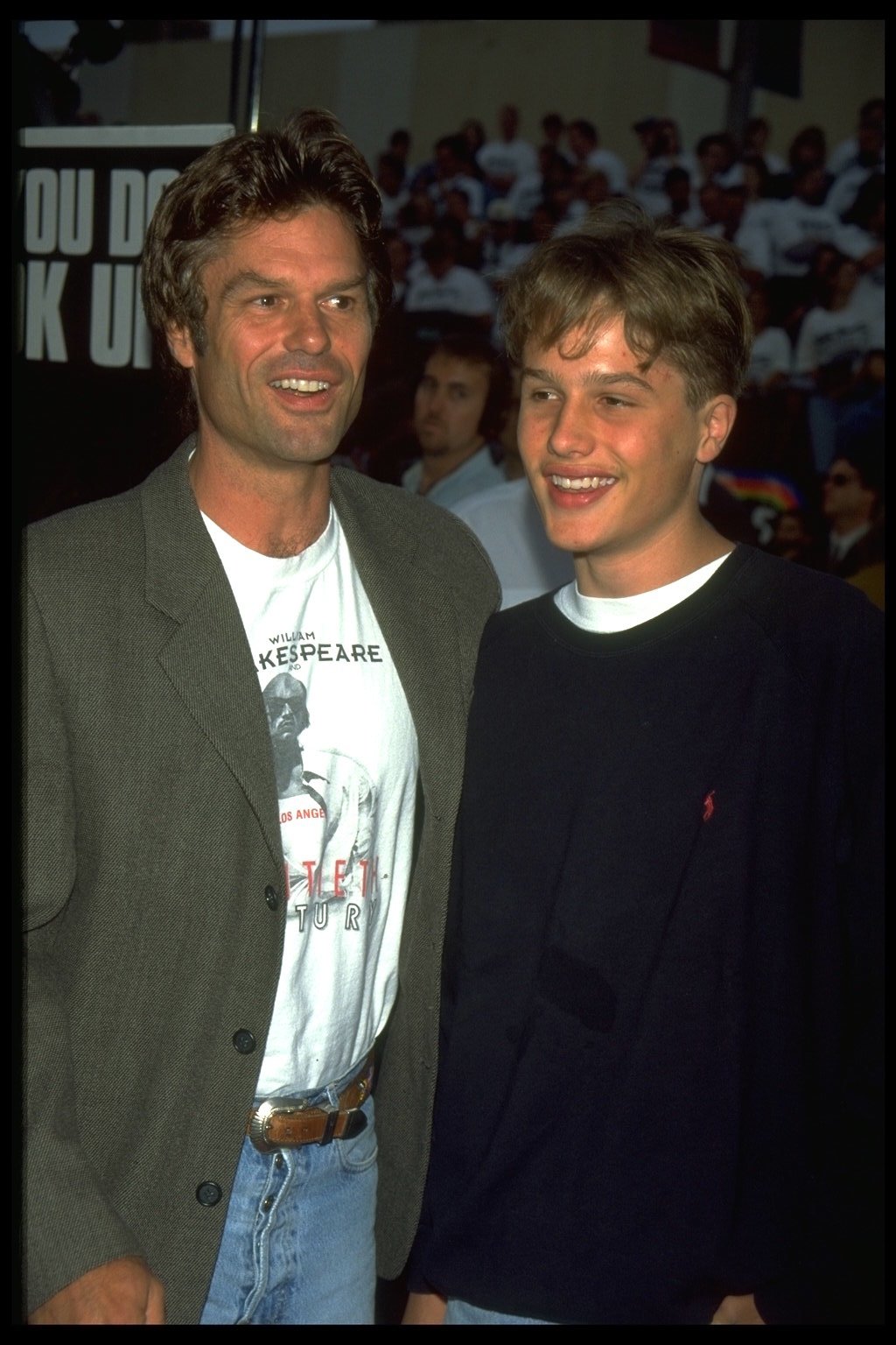 Harry Hamlin and Dimitri Hamlin at the premiere of "Independence Day" on June 25, 1996. | Source: Getty Images