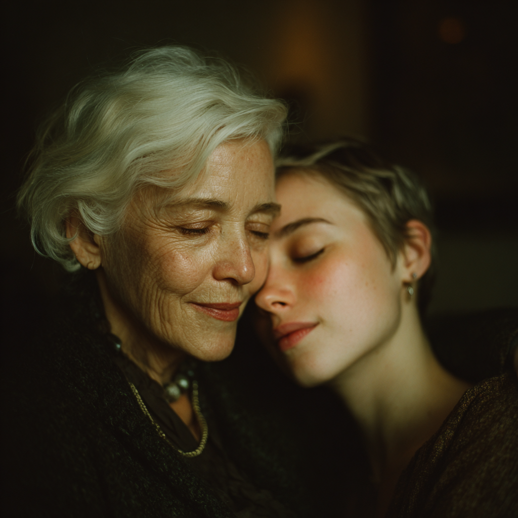 A grandmother embracing her granddaughter | Source: Midjourney