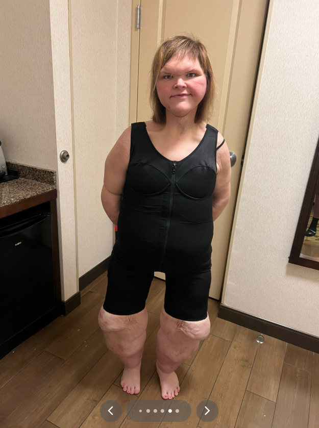 Tammy Slaton shows off her new figure in a black clothing, from a video post dated July 21, 2025 | Source: TikTok/tammy.l.slaton