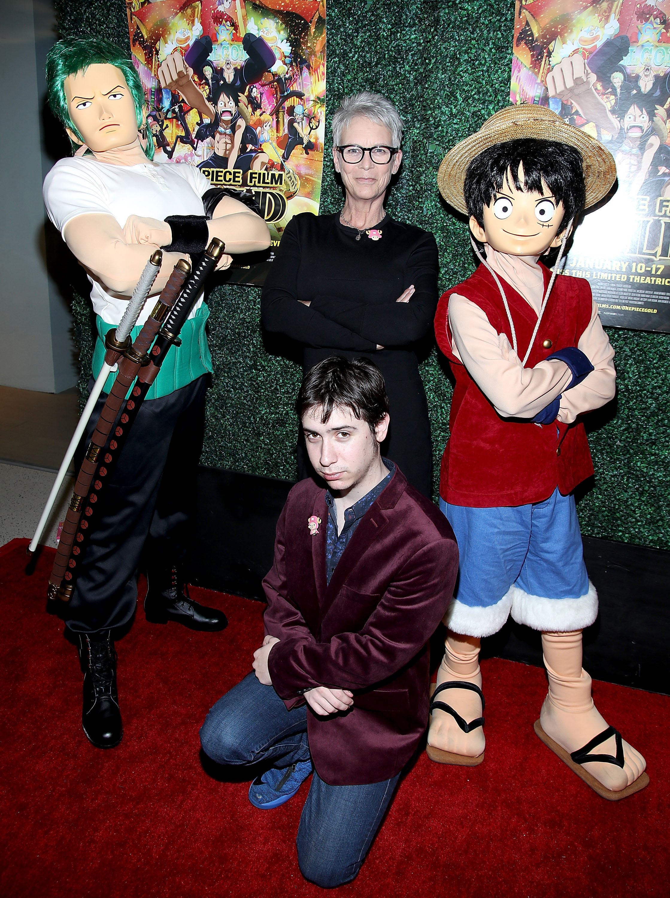 Jamie Lee Curtis (C) and son Thomas Guest attend Funimation Films Presents 'One Piece Film: Gold' Theatrical Premiere on January 5, 2017  | Source: Getty Images