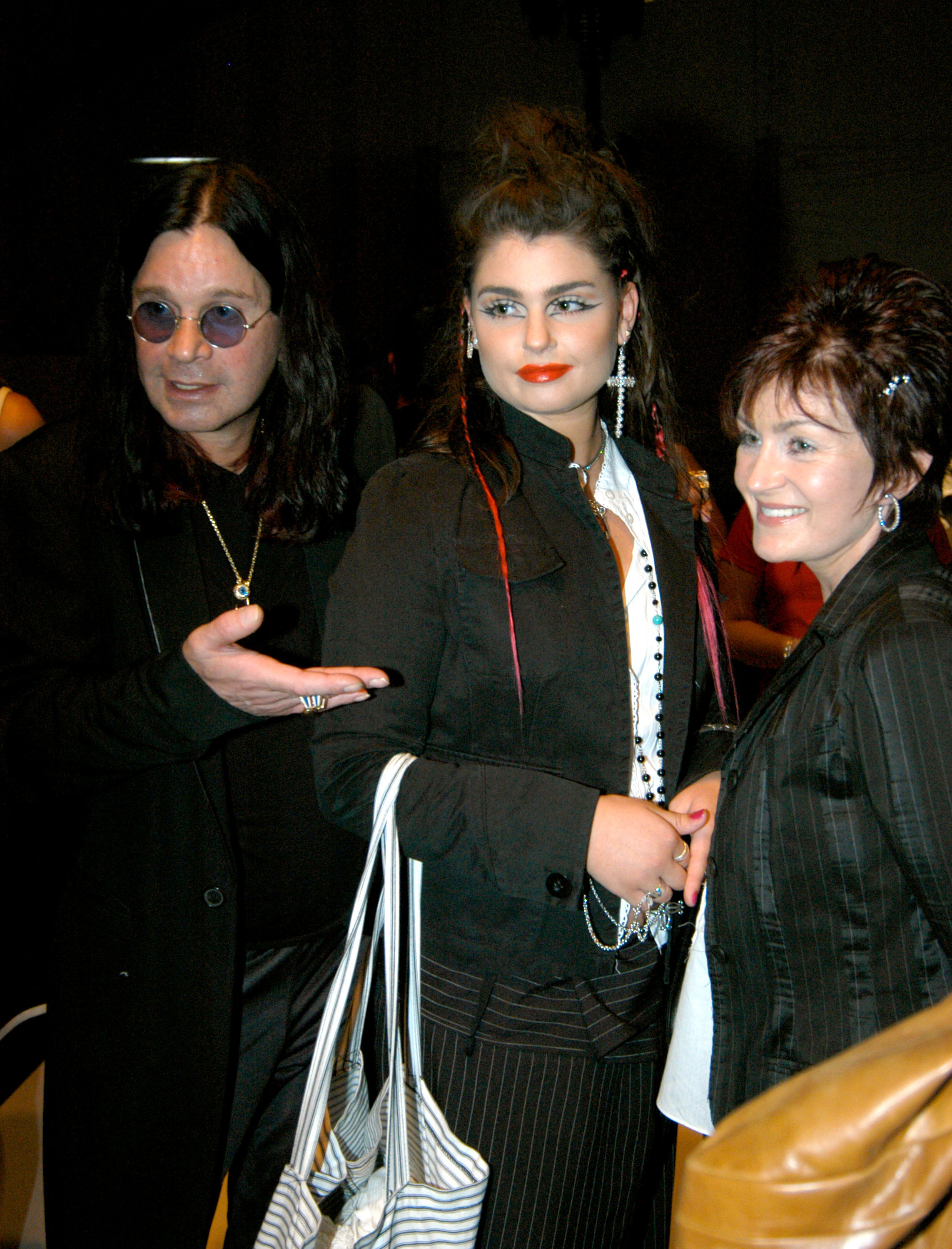 Ozzy, Aimee and Sharon Osbourne at the Mercedes-Benz Shows in Los Angeles, California in 2003. | Source: Getty Images