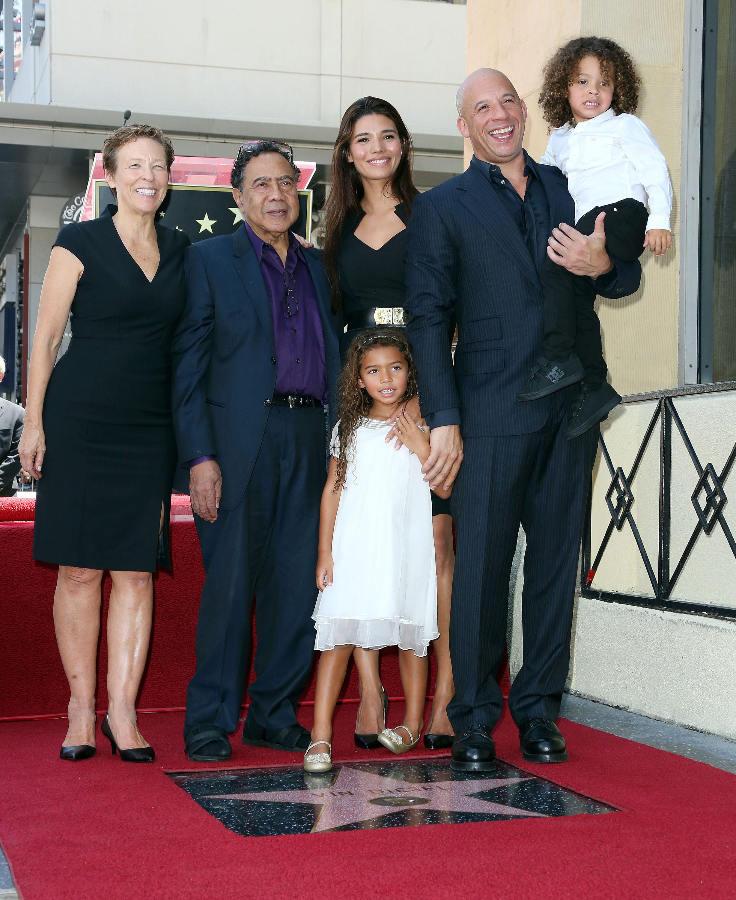 Vin Diesel and his family at the ceremony honoring him on The Hollywood Walk of Fame in 2013, in Hollywood, California. | Source: Getty Images