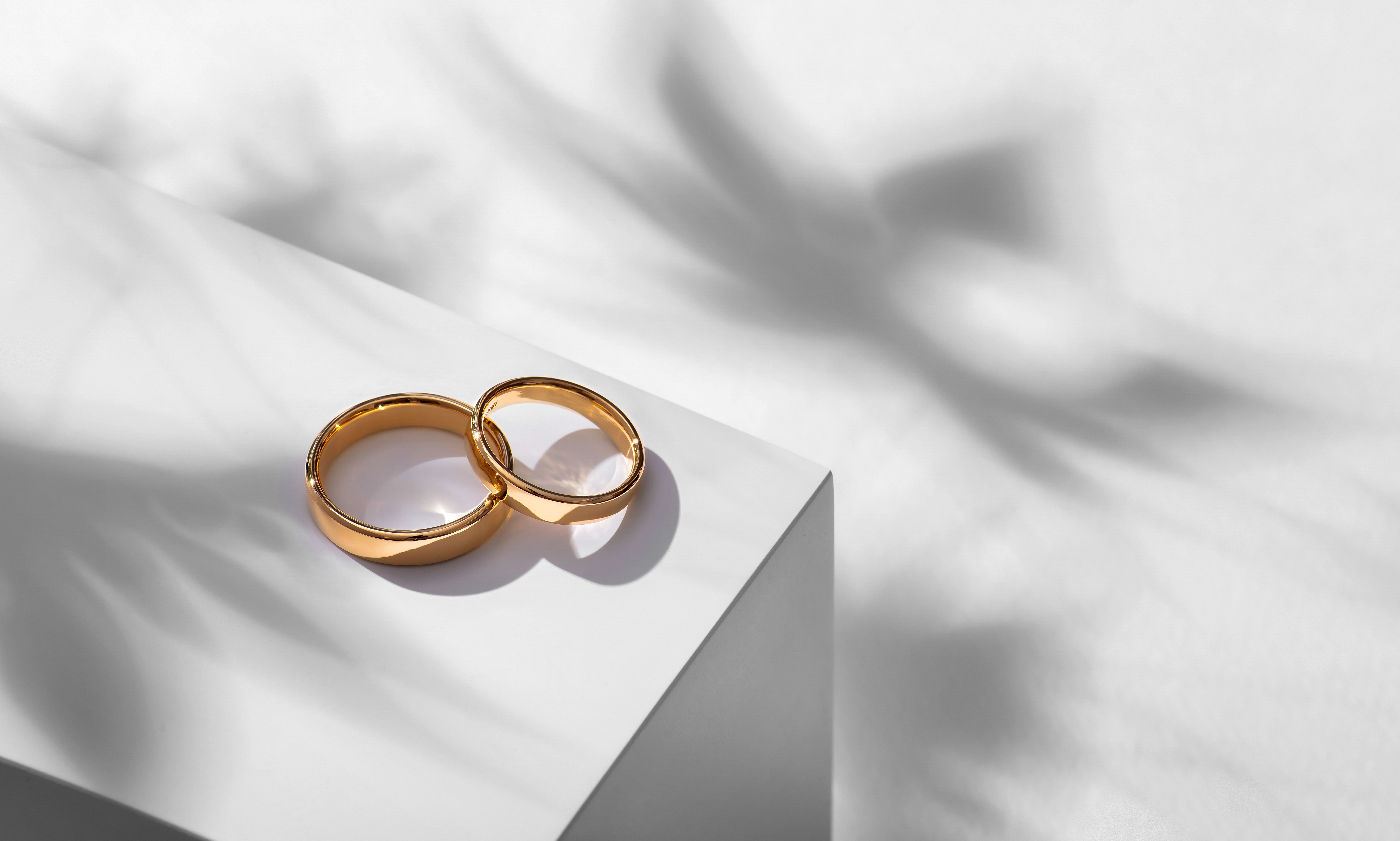 Zwei goldene Eheringe auf weißem Hintergrund | Quelle: Shutterstock