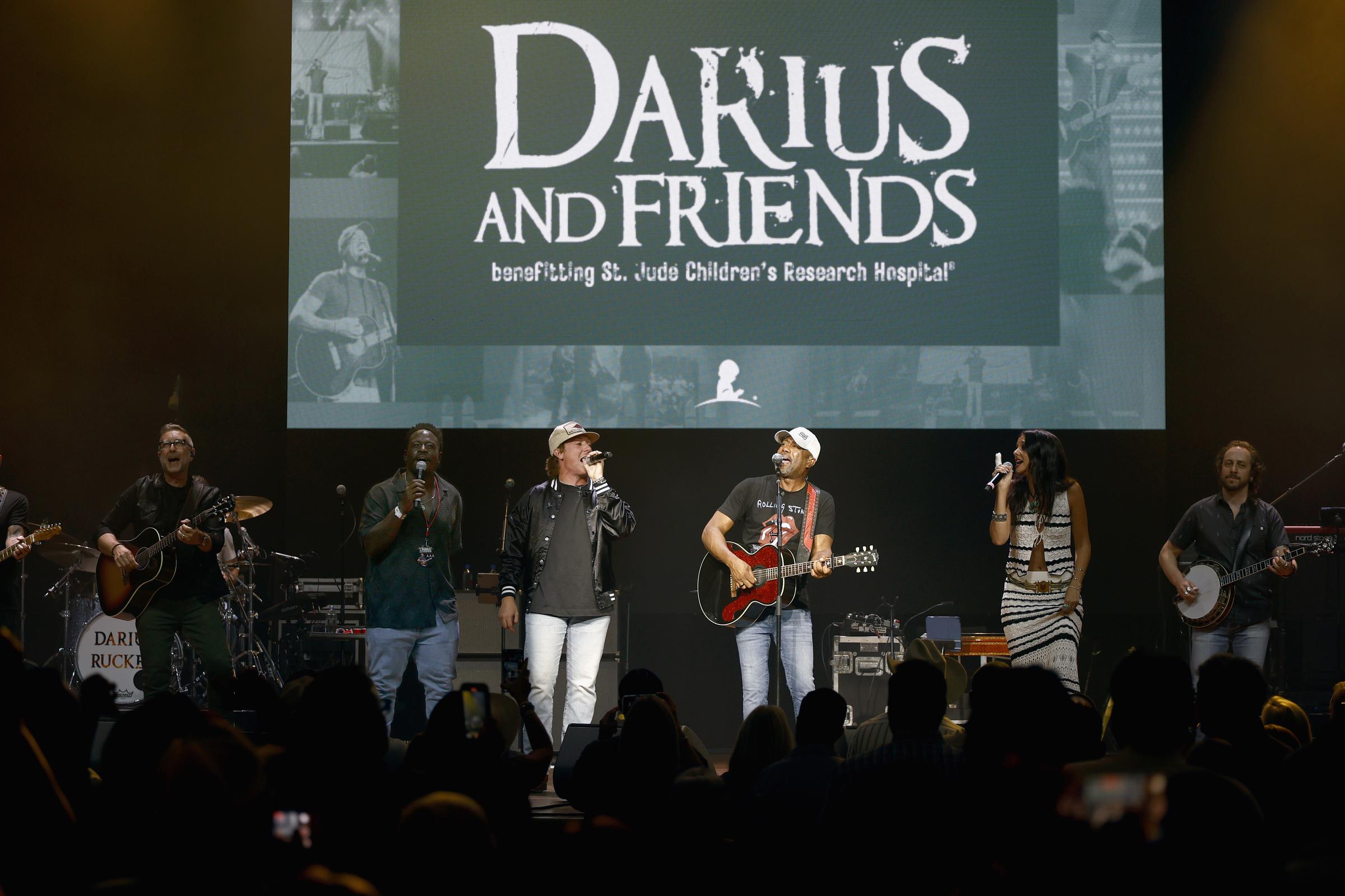 Darius Rucker, Kashus Culpepper, Austin Williams, and Lanie Gardner perform onstage for the 16th Annual Darius and Friends St. Jude Benefit at Ryman Auditorium in Nashville, Tennessee on June 2, 2025 | Source: Getty Images