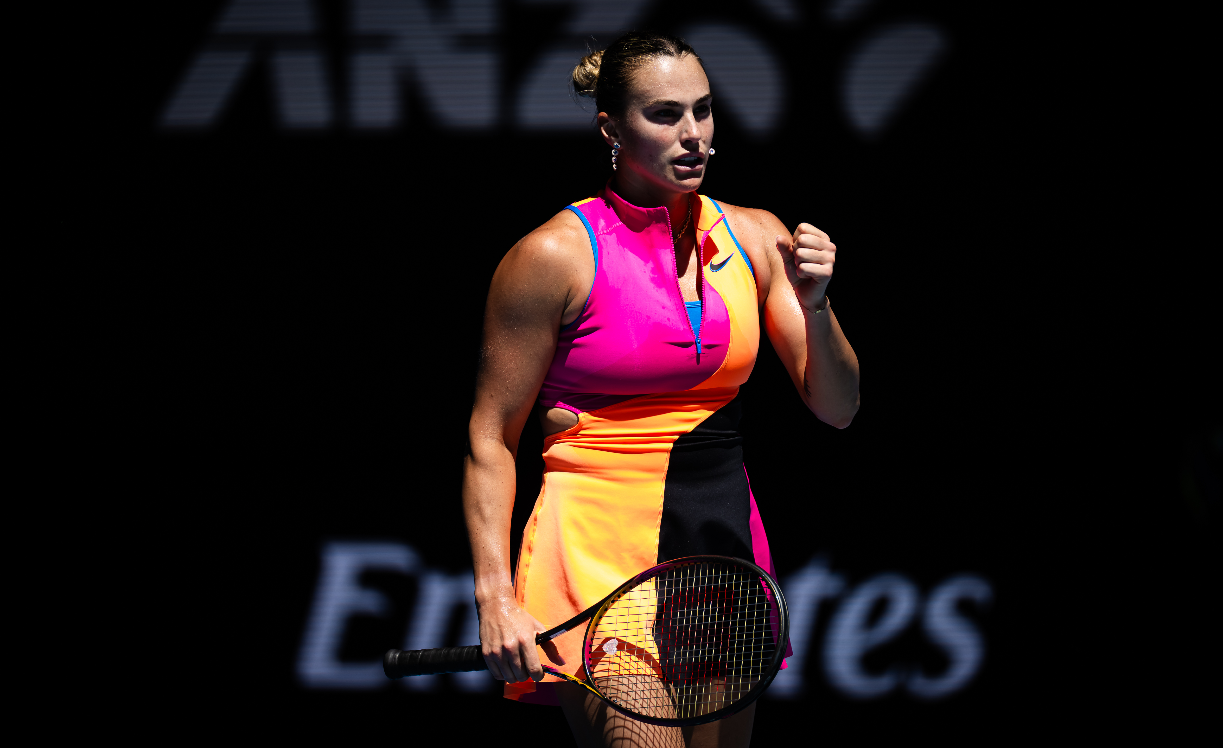Aryna Sabalenka in action against Iva Jovic in the quarter-final on Day 10 of the Australian Open on January 27, 202 | Source: Getty Images
