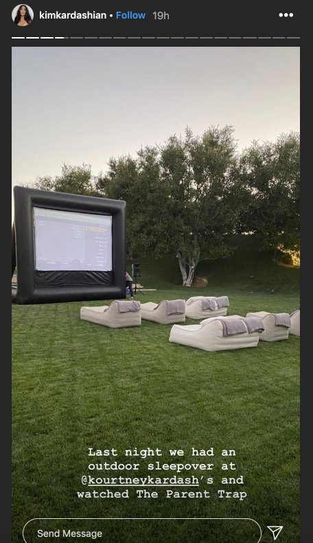 Kim Kardashian shared a photo of Kourtney Kardashian's outdoor movie theatre setup in her backyard | Source: Instagram.com/kourtneykardash