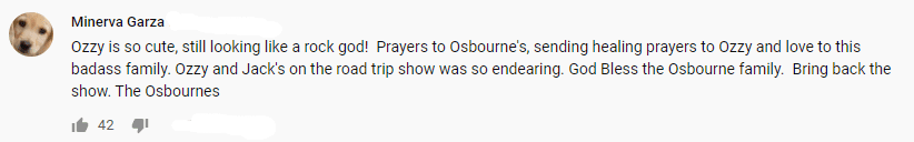 YouTube comment on Ozzy Osbourne announcing his Parkinson's disease | Source: YouTube/Good Morning America