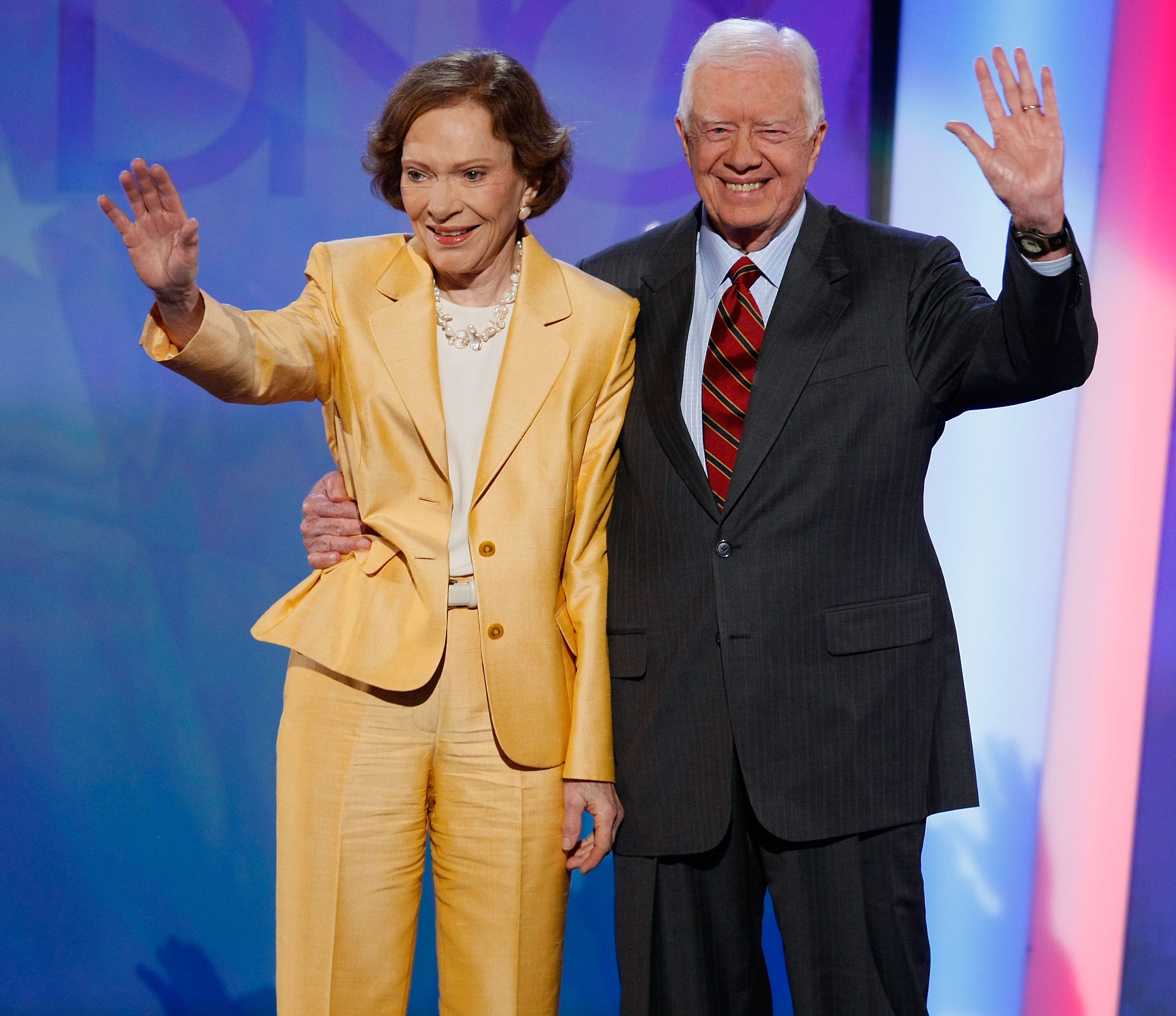 Jimmy and Rosalynn Carter during day one of the Democratic National Convention (DNC) at the Pepsi Center on August 25, 2008, in Denver, Colorado | Source: Getty Images