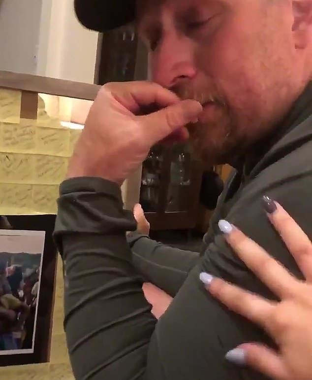 Brian Sandusky breaking down in tears when Sophia Wilcox presents him with a moving Father's Day gift | Photo: Twitter/Sophia_Kallie