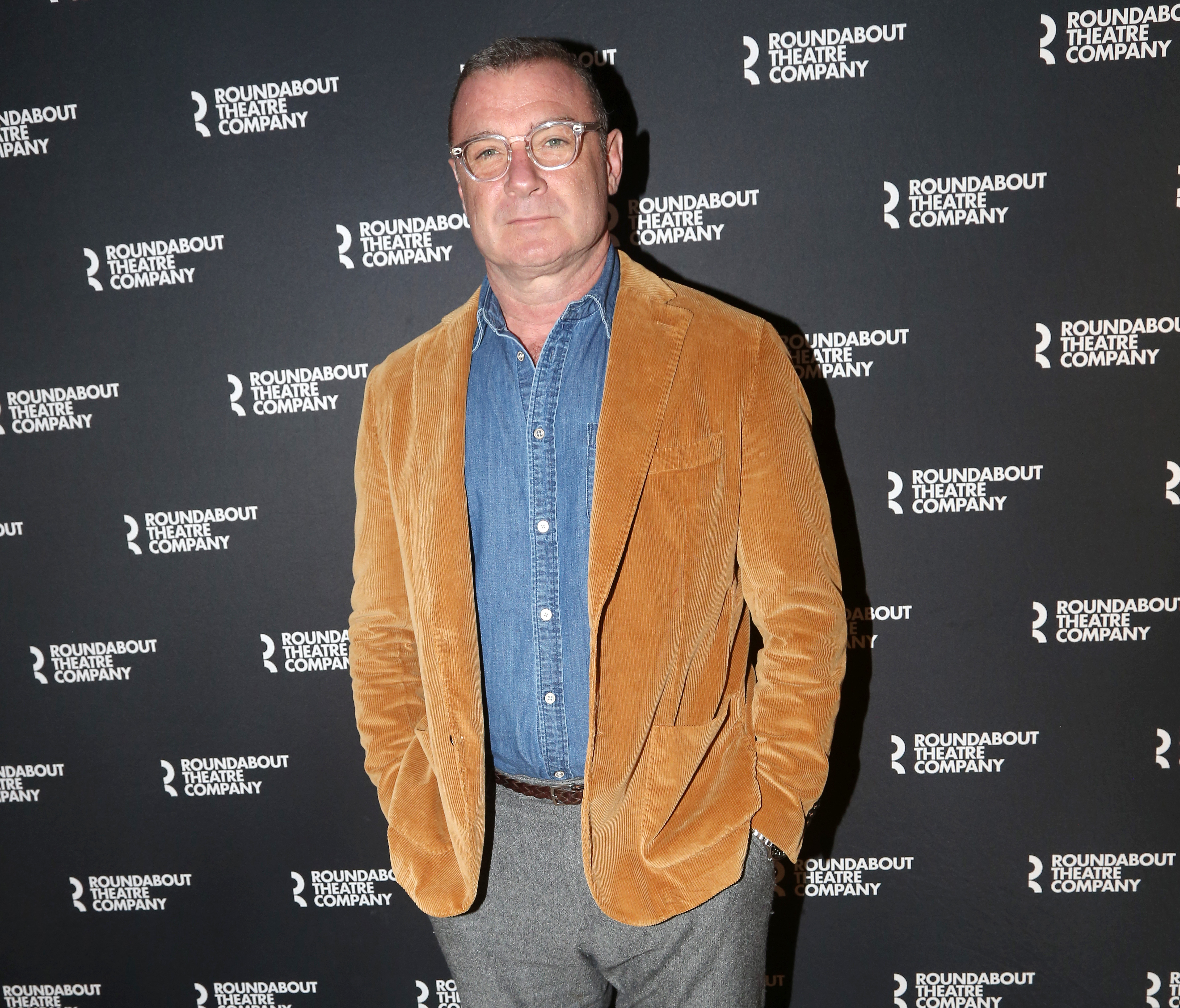 Liev Schreiber poses at a photo call for the revival of the Roundabout Theatre Company production of play "Doubt: A Parable" at The Knickerbocker Hotel on January 10, 2024 in New York City | Source: Getty Images