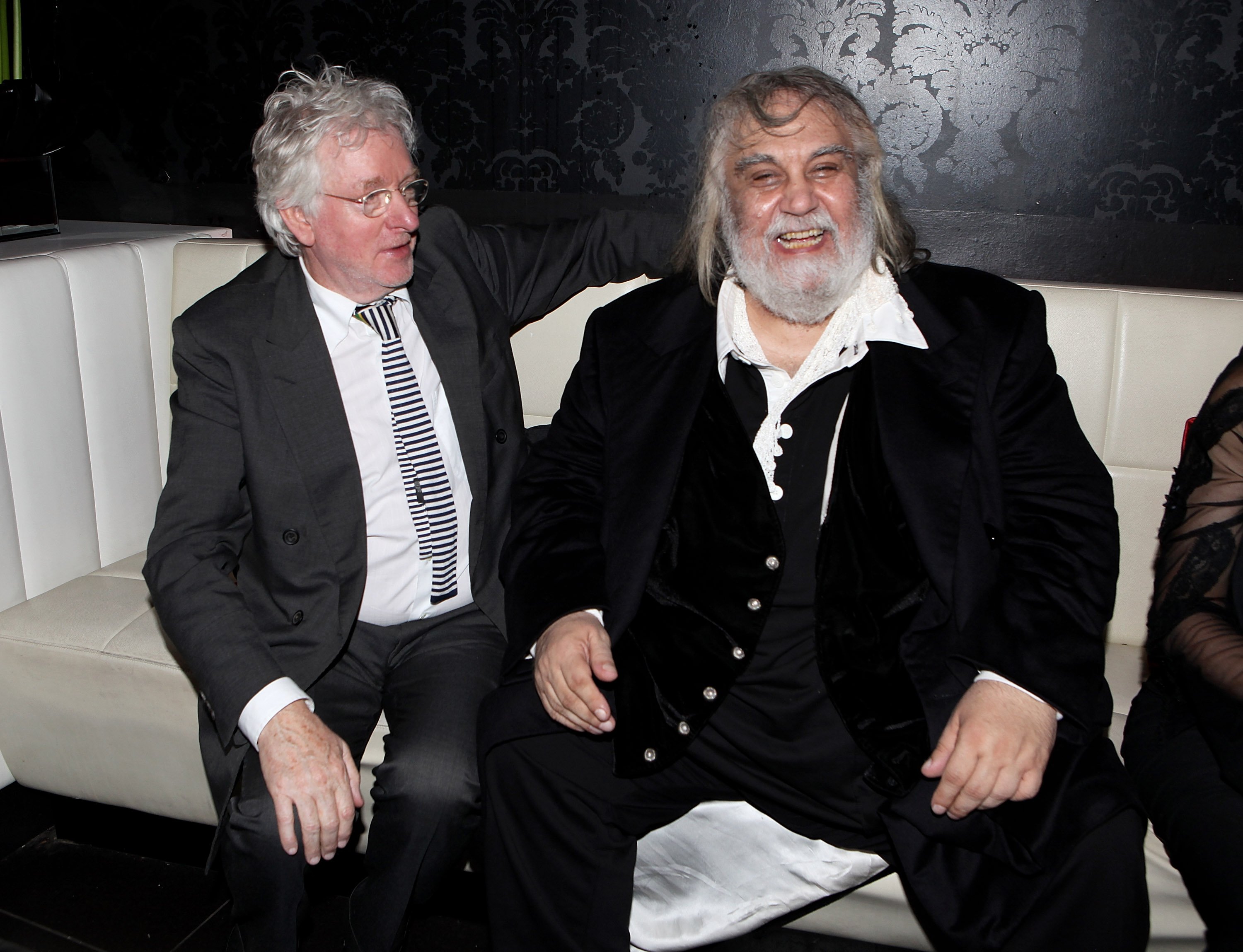 Producer Hugh Hudson (L) and original Chariots of Fire comoposer Vangelis attend an after party celebrating the press night performance of 'Chariots Of Fire' at Floridita on July 3, 2012 in London, England | Source: Getty Images