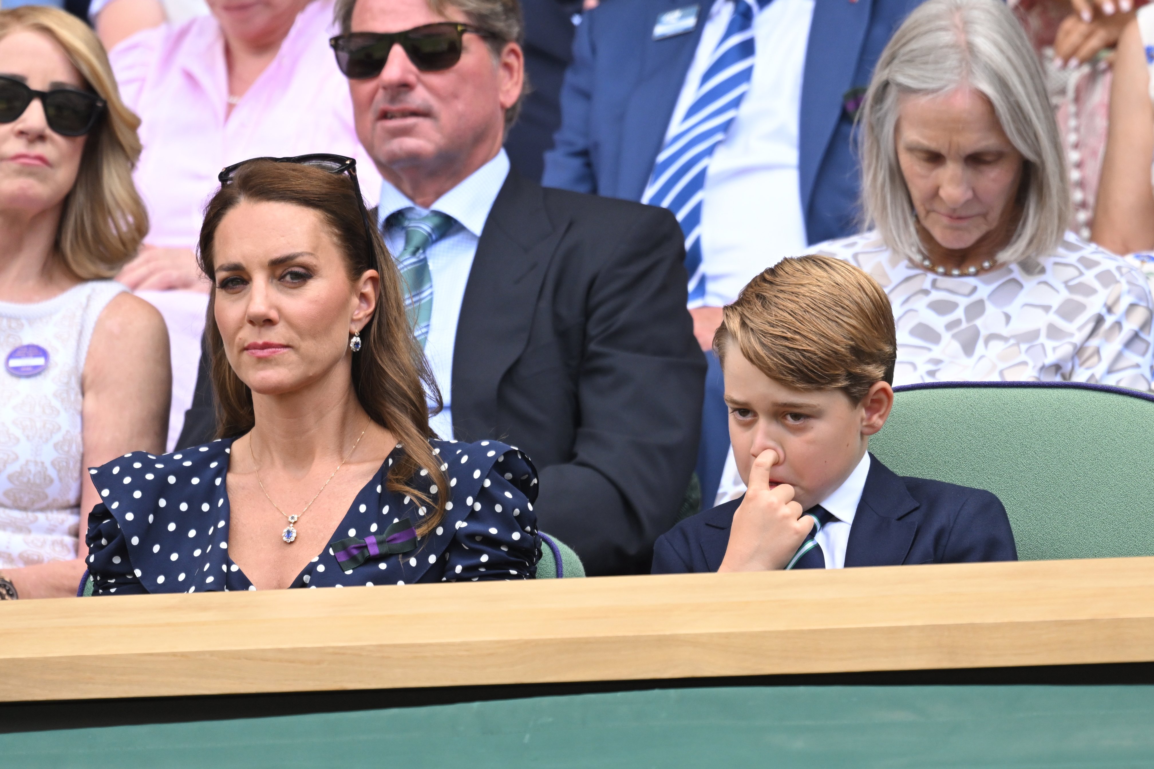 Kate Middleton and Prince George during The Wimbledon Men's Singles final at the All England Lawn Tennis and Croquet Club on July 10, 2022 in London, England.︳Source: Getty Images