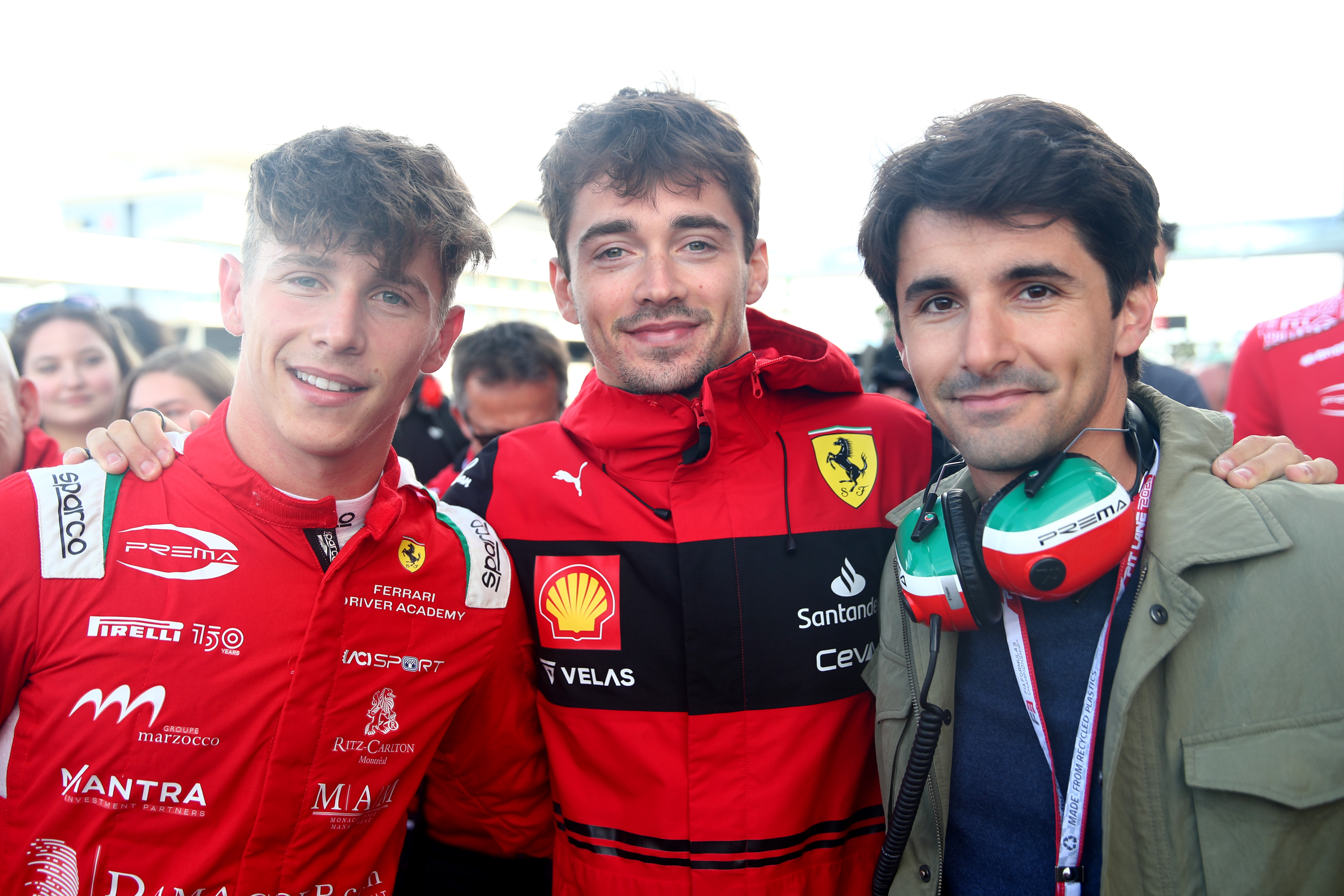 Arthur Leclerc, Charles Leclerc, and Lorenzo Leclerc following Round 4:Silverstone Feature race of the Formula 3 Championship at Silverstone, on July 3, 2022, in Northampton, England. | Source: Getty Images