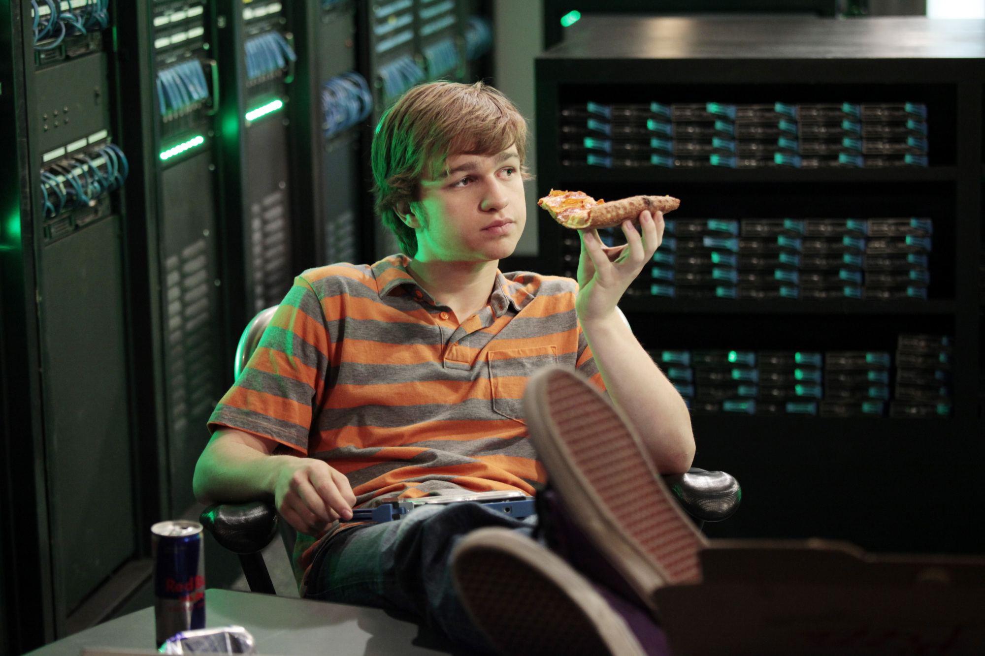 Angus T. Jones on an episode of " Two and a Half Men" in 2012 | Source: Getty Images