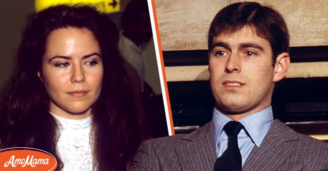 Left: Koo Stark during Koo Stark at Heathrow Airport - June 16, 1983 in London. Right: Prince Andrew in London, England, November 1982. | Source: Getty Images