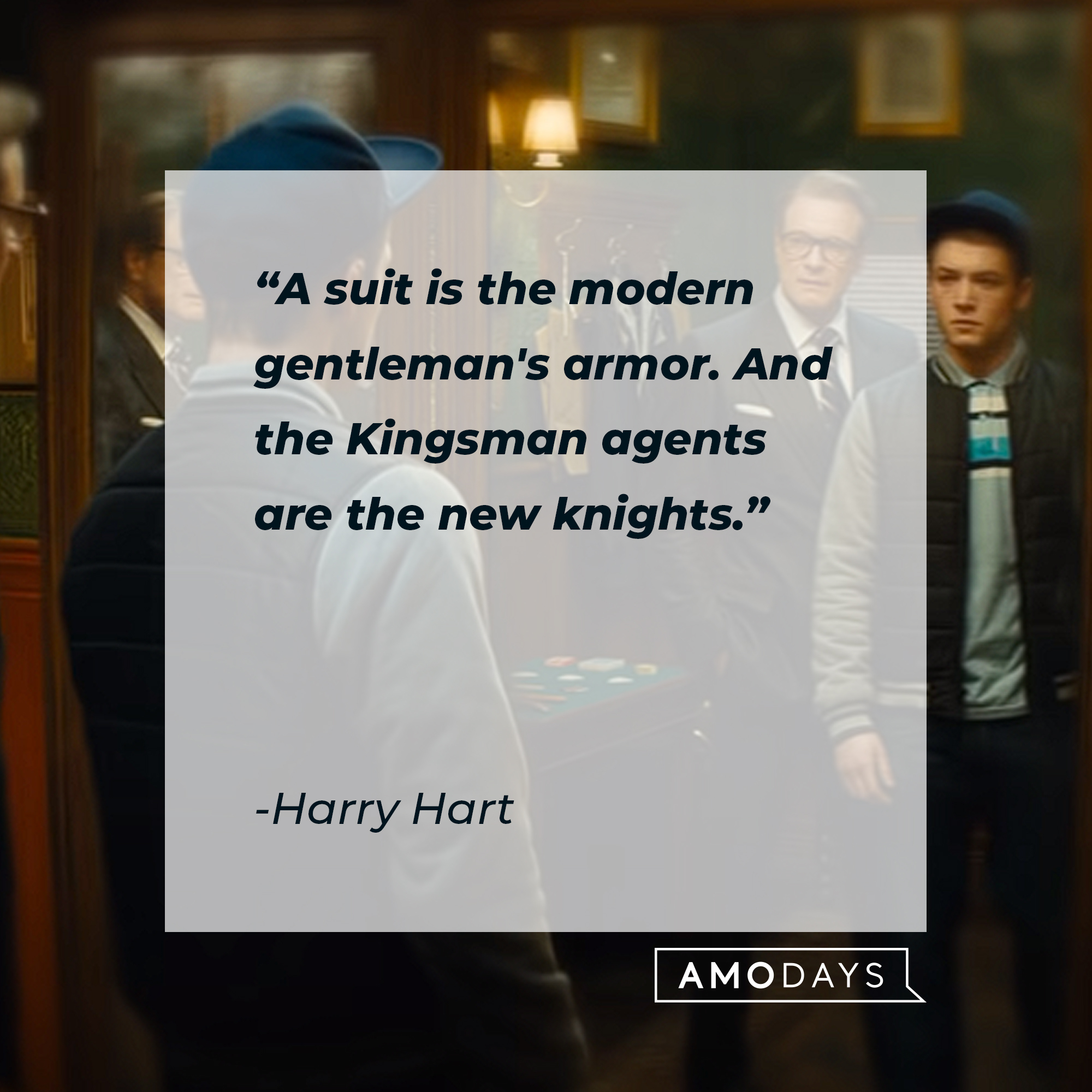 Harry Hart aka Galahad's quote: "A suit is the modern gentleman's armor. And the Kingsman agents are the new knights." | Image: YouTube / 20thCenturyStudios