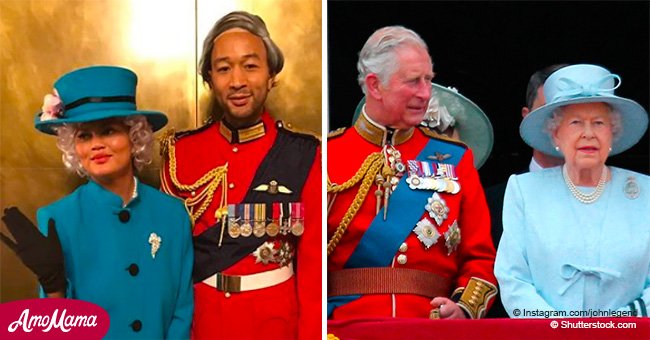 Chrissy Teigen and husband are dead ringers for the Queen and Prince Philip in Halloween photos