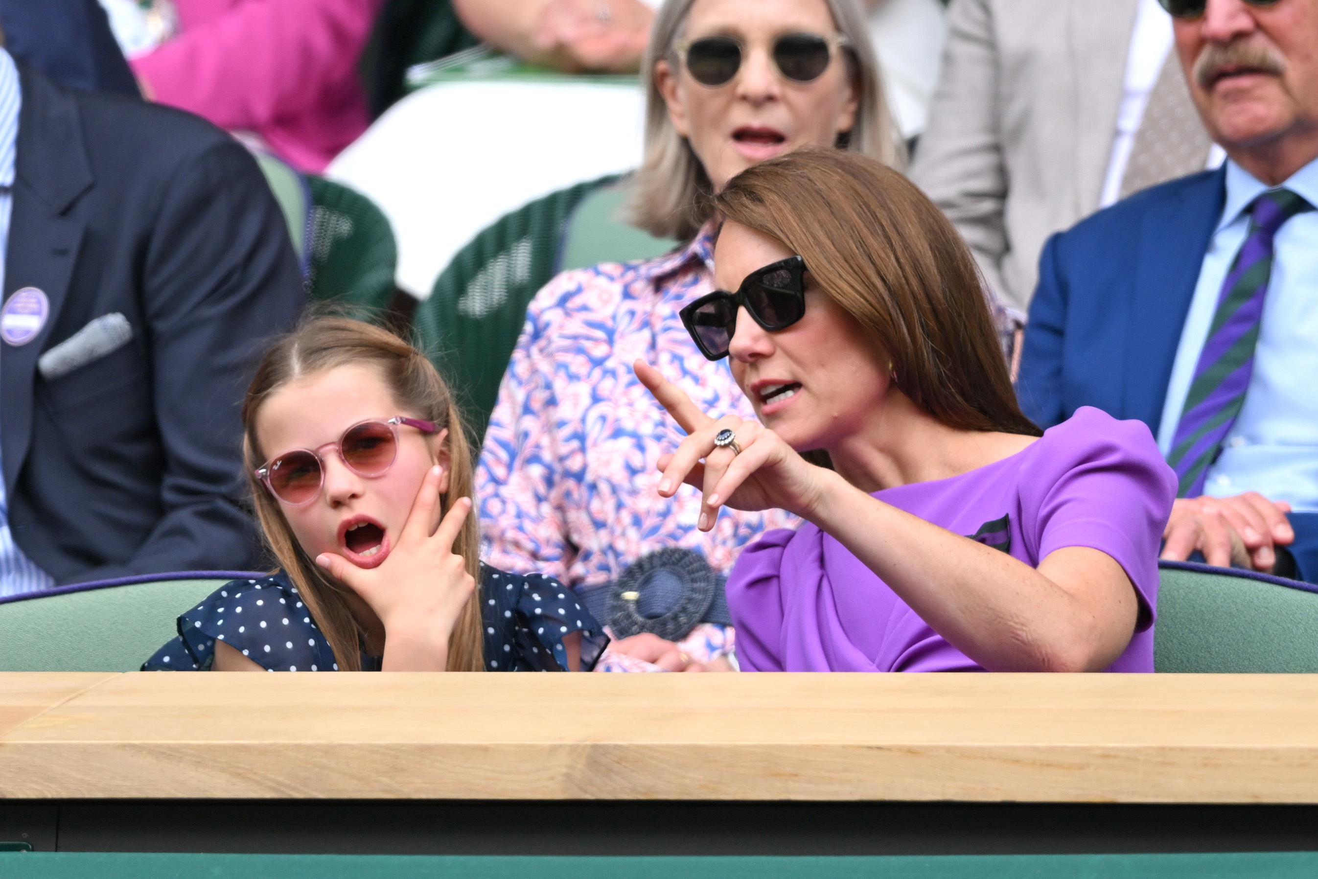 Princess Charlotte and Princess Catherine attending the men's finals at Wimbledon in London on July 14, 2024 | Source: Getty Images