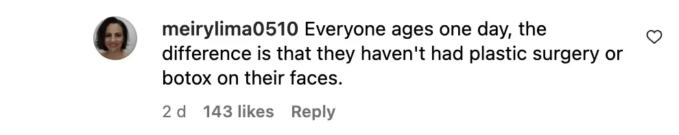 Fan comment, dated November 2023 | Source: Instagram/justjared