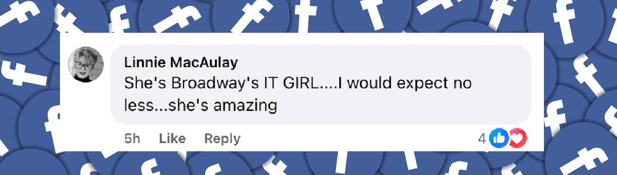 A fan's reaction to Kristin Chenoweth's rendition of the national anthem, from a post dated June 23, 2025 | Facebook/pagesix