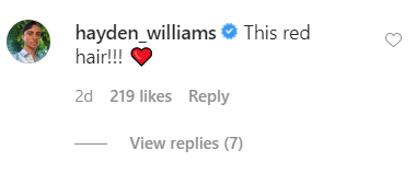 Hayden Williams' comment on Kim Kardashian's post on her Instagram Page | Photo: Instagram/@kimkardashian