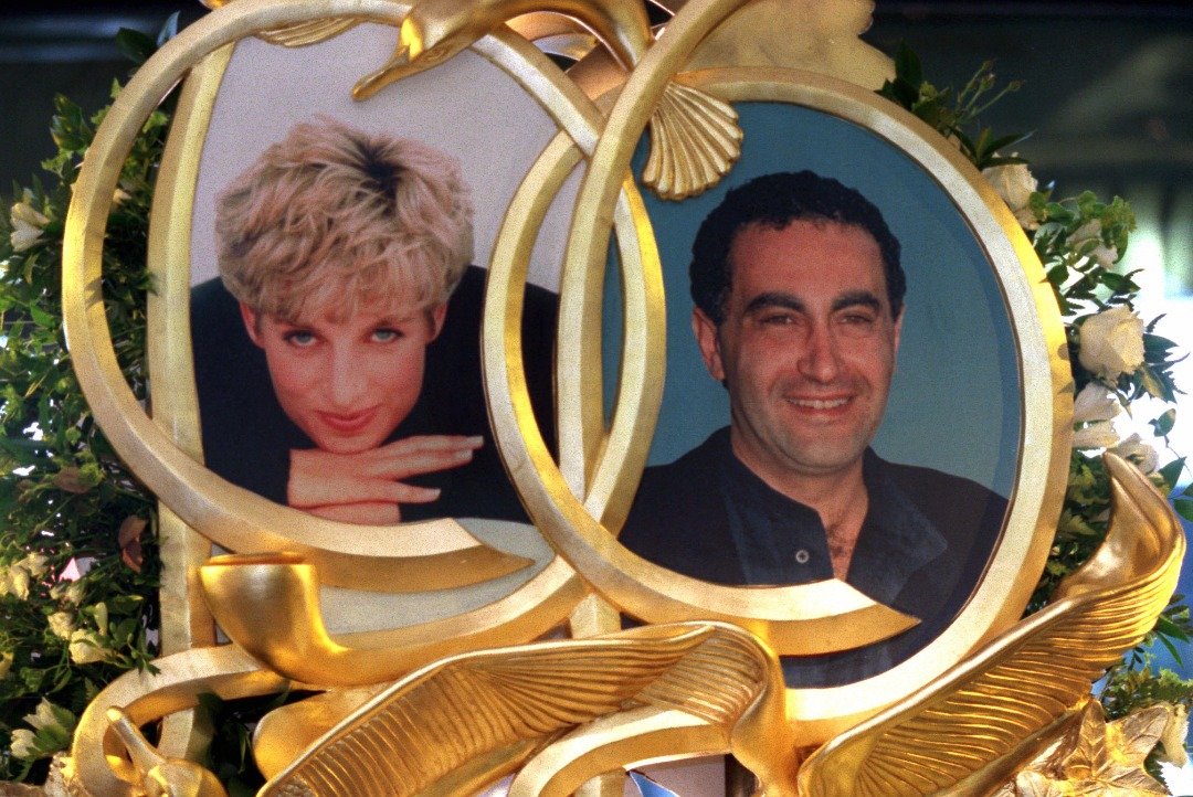  Photos of Diana and Dodi incorporated into the work exhibited at Harrods. | Source: Getty Images