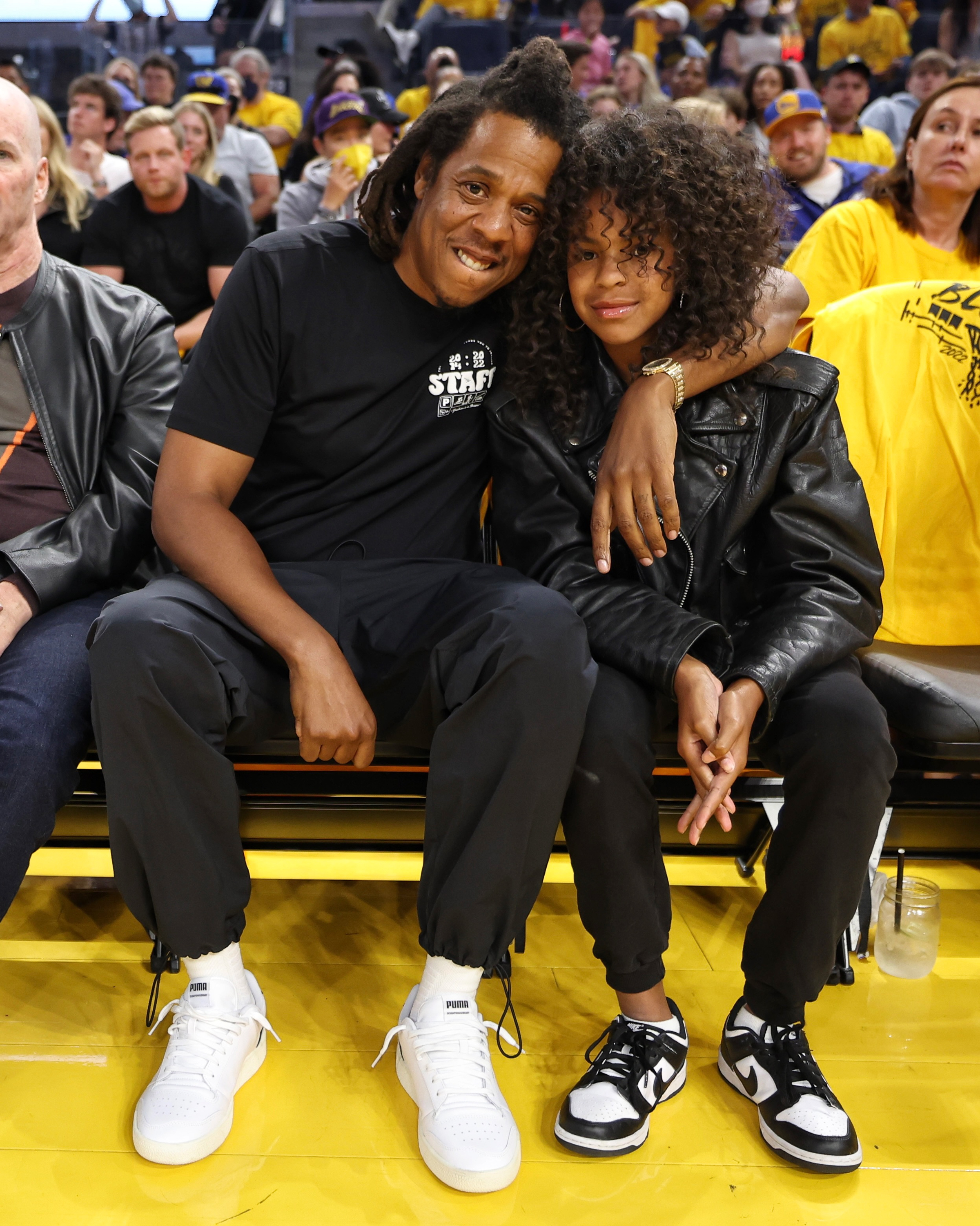 Jay-Z and Blue Ivy Carter pose for a photo during a basketball game on June 13, 2022, in San Francisco, California. | Source: Getty Images