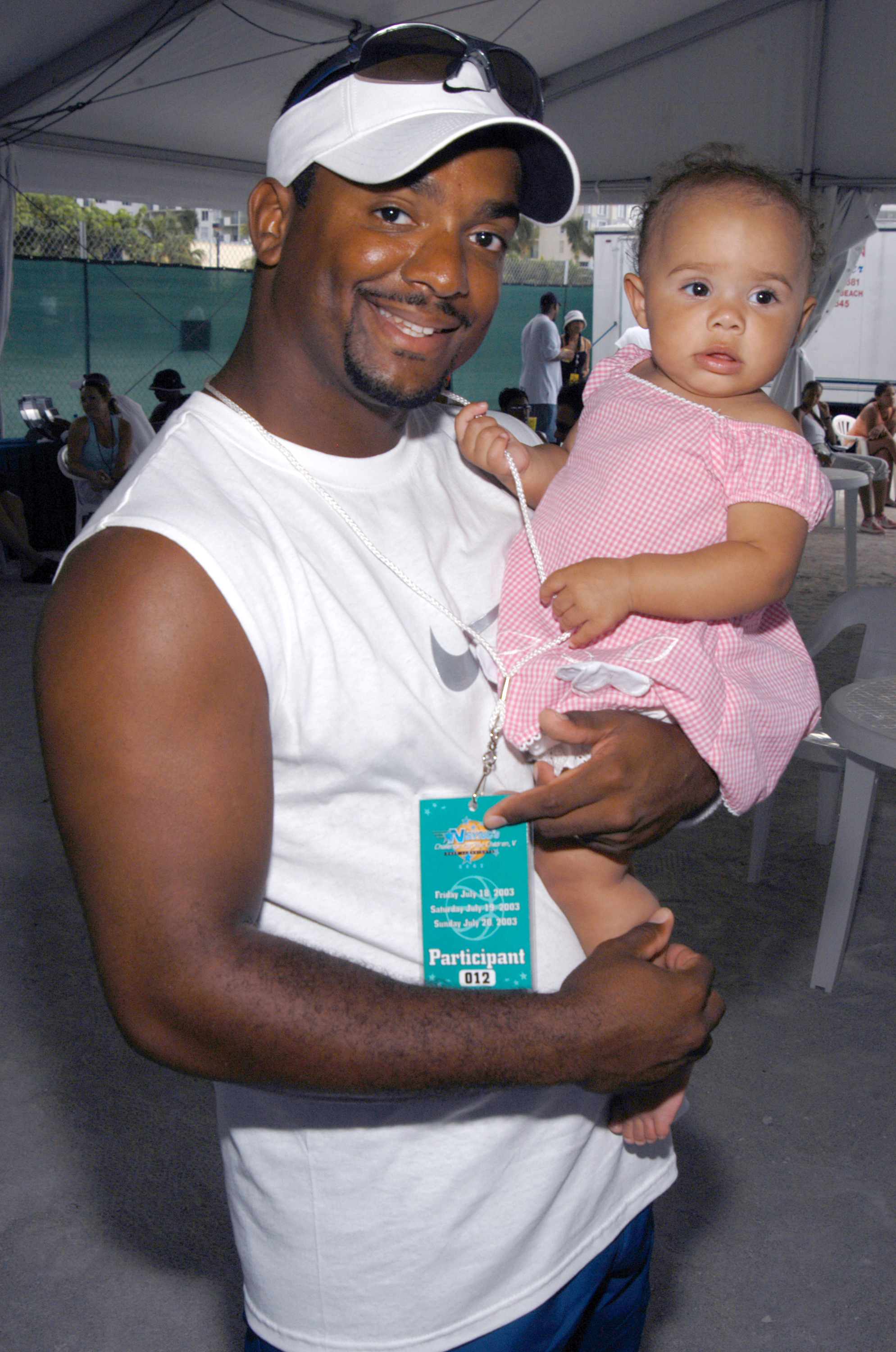 Alfonso Ribeiro and daughter Sienna during *NSYNC's Challenge for the Children V - Celebrity Skills Challenge - Backstage at Collins Park in Miami Beach, Florida, on July 19, 2003 | Source: Getty Images