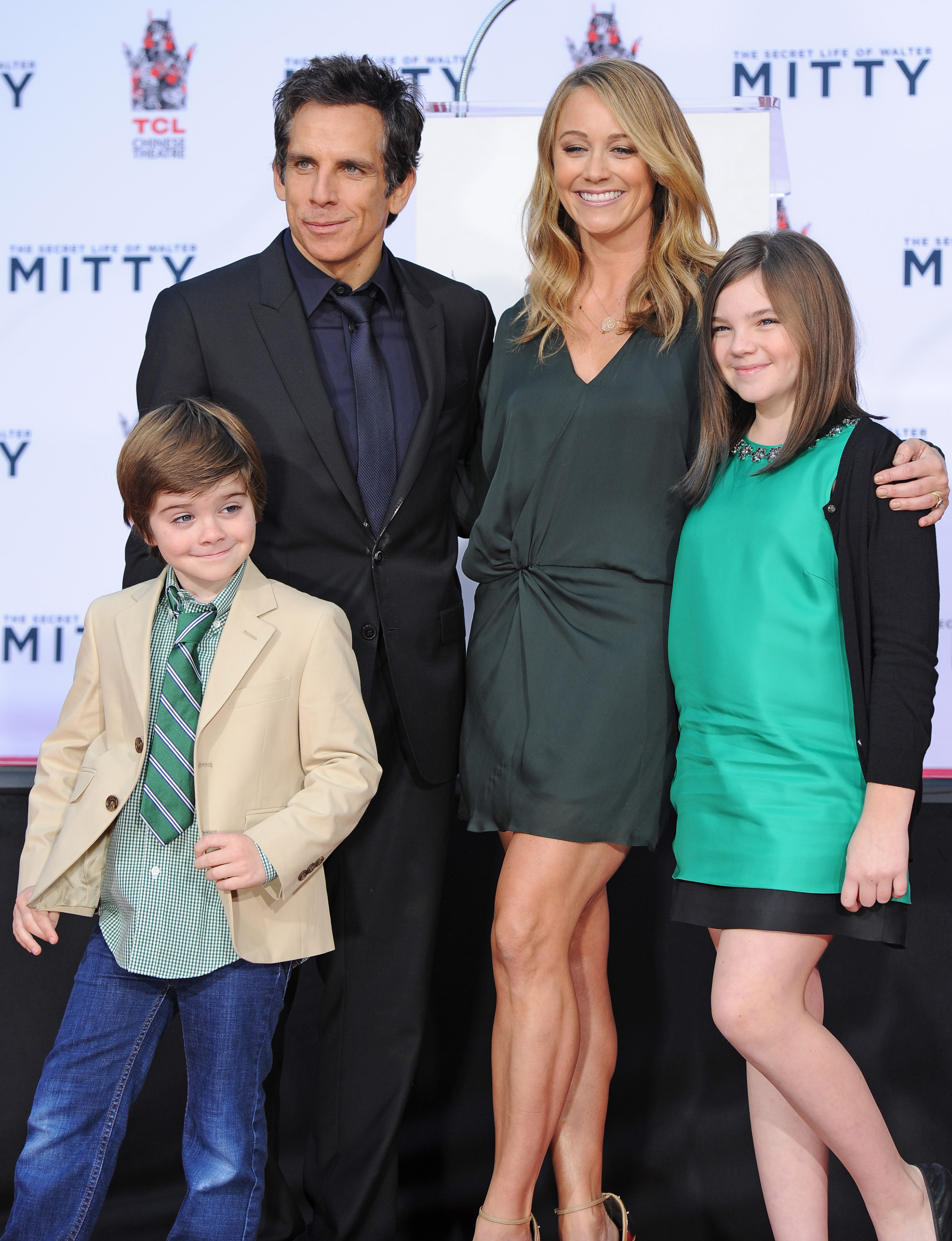 Ben Stiller & Christine Taylor with their children Quinlin and Ella at the hand and footprint ceremony honoring Ben Stiller at TCL Chinese Theatre on December 3, 2013 in Hollywood, California | Source: Getty Images