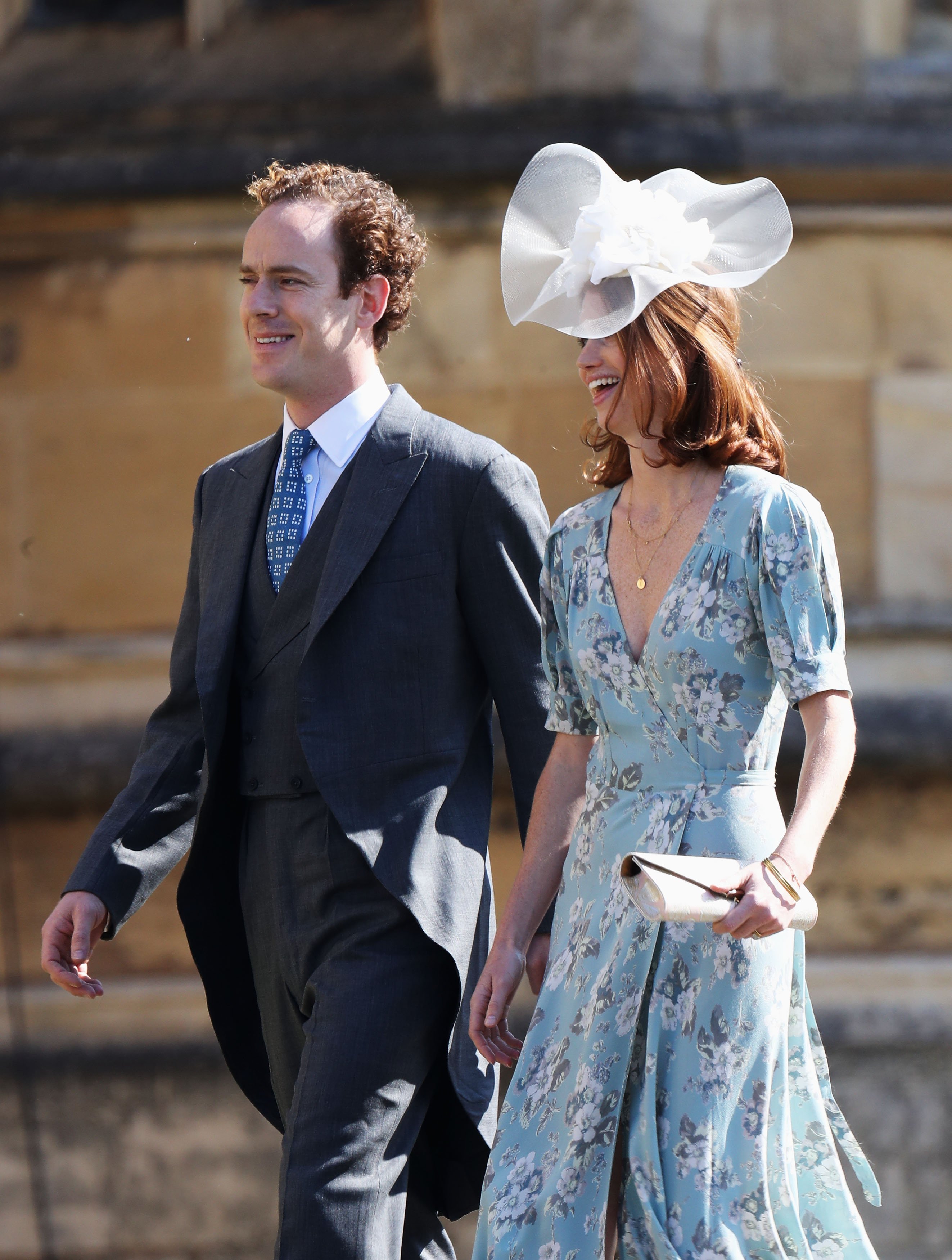Tom Inskip and Lara Inskip arriving at the wedding of Prince Harry and Meghan Markle at St George's Chapel, Windsor Castle on May 19, 2018 in Windsor, England. | Source: Getty Images