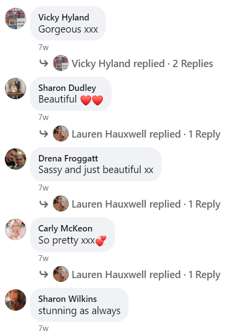 Comments left on a photo of Myah on Lauren's Facebook page | Source: facebook.com/laurenmyah.burrows