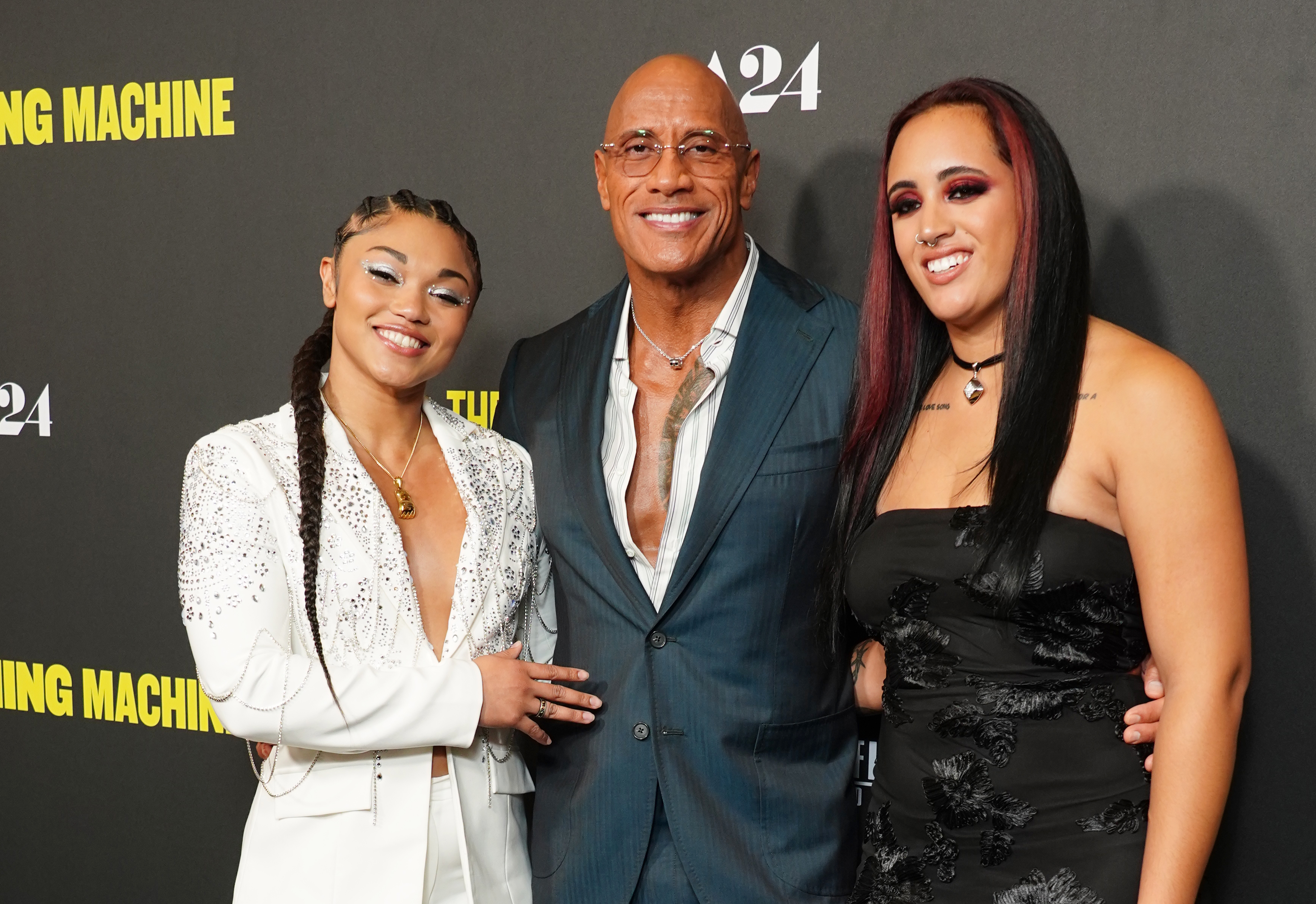 Tatyanna Dumas, Dwayne Johnson and Simone Johnson attend a special screening of "The Smashing Machine" at BAFTA on September 24, 2025, in central London | Source: Getty Images